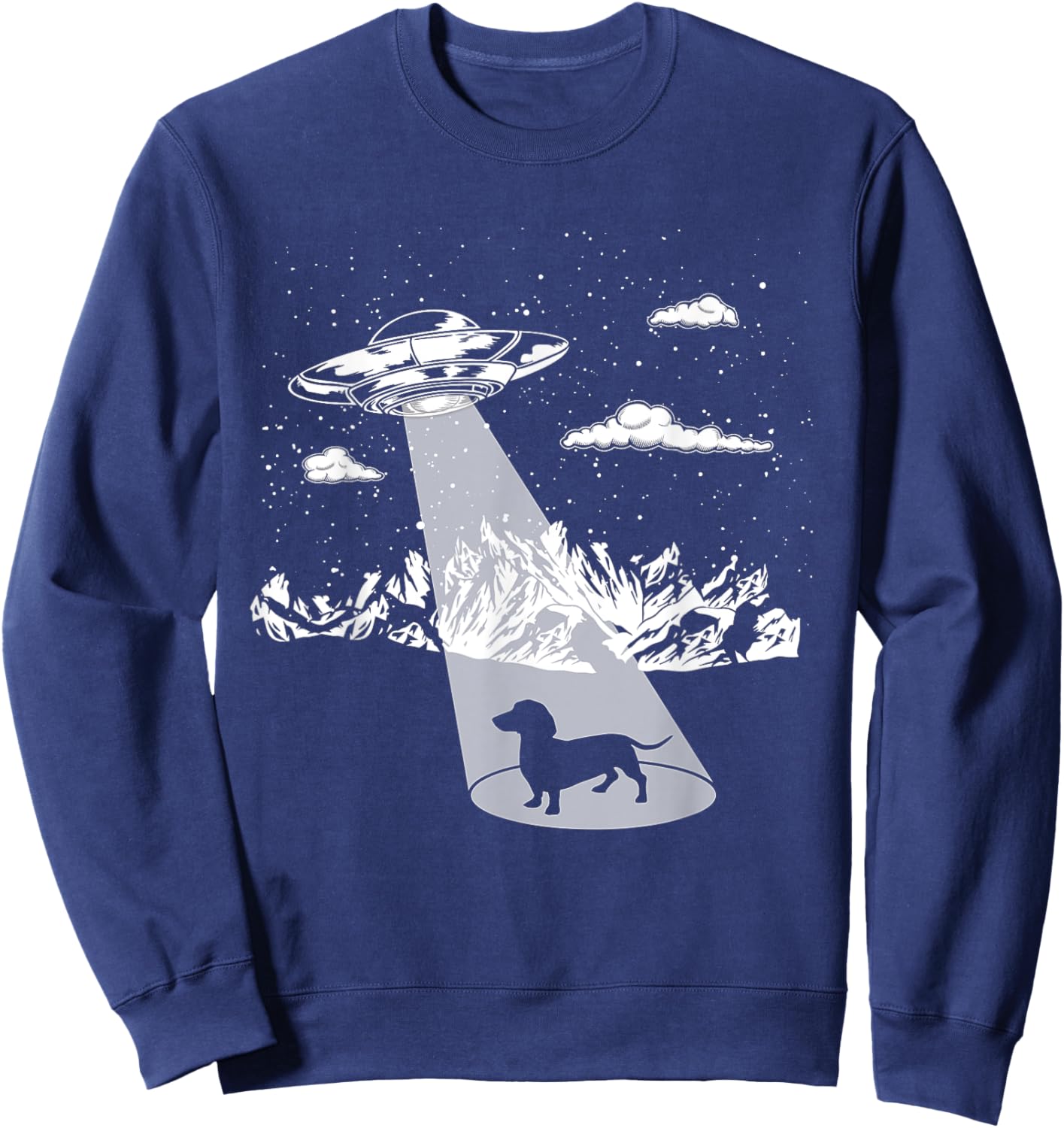 Funny Dachshund Ufo Designs Alien Abduction Dachshund for Dachshund Lovers, , Black, Short Sleeve, Small Sweatshirt - Sweatshirt | Navy
