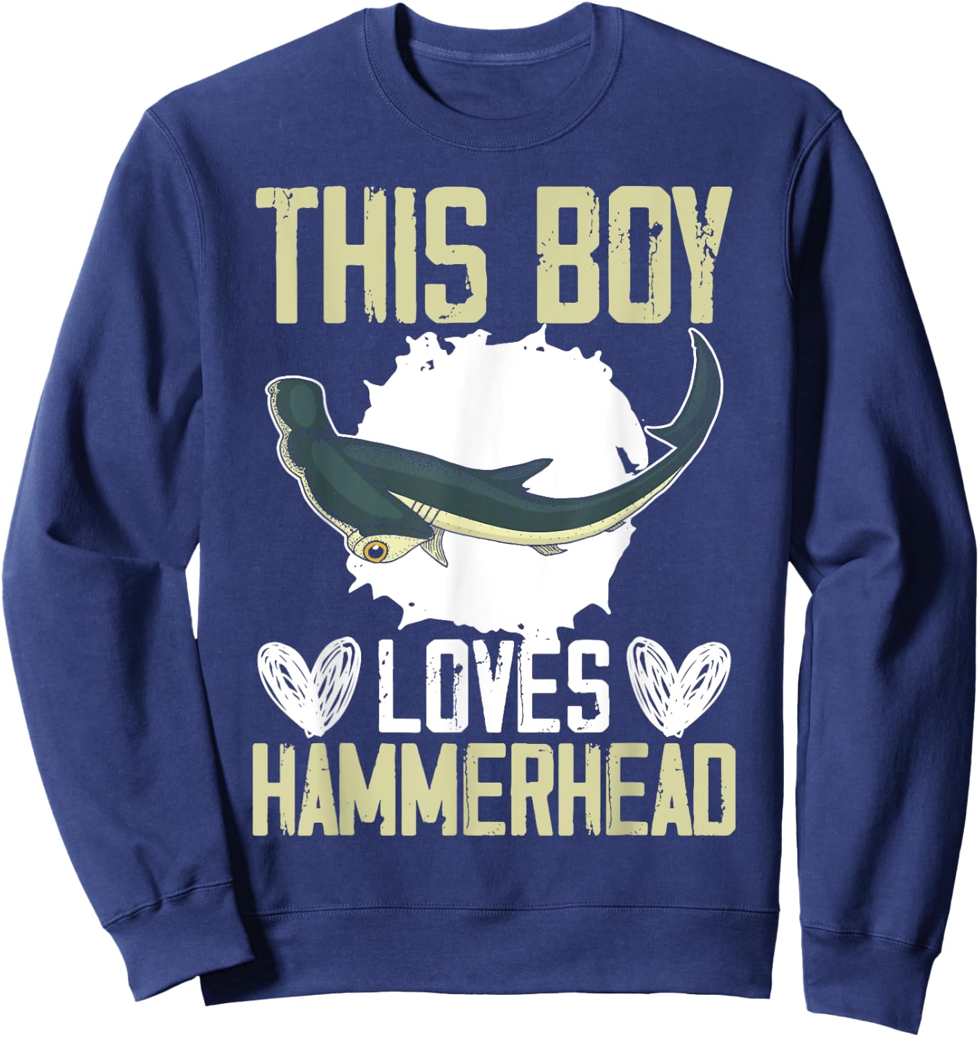 This Boy Loves Hammerhead Shark Marine Biology Animal Sweatshirt - Sweatshirt | Navy