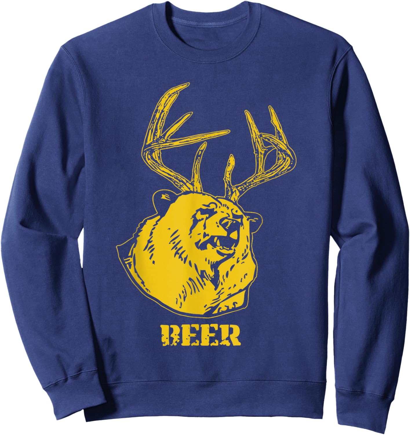 Funny Bear Plus Deer Equals Beer Deer Hunting USA Hunter Sweatshirt - Sweatshirt | Navy