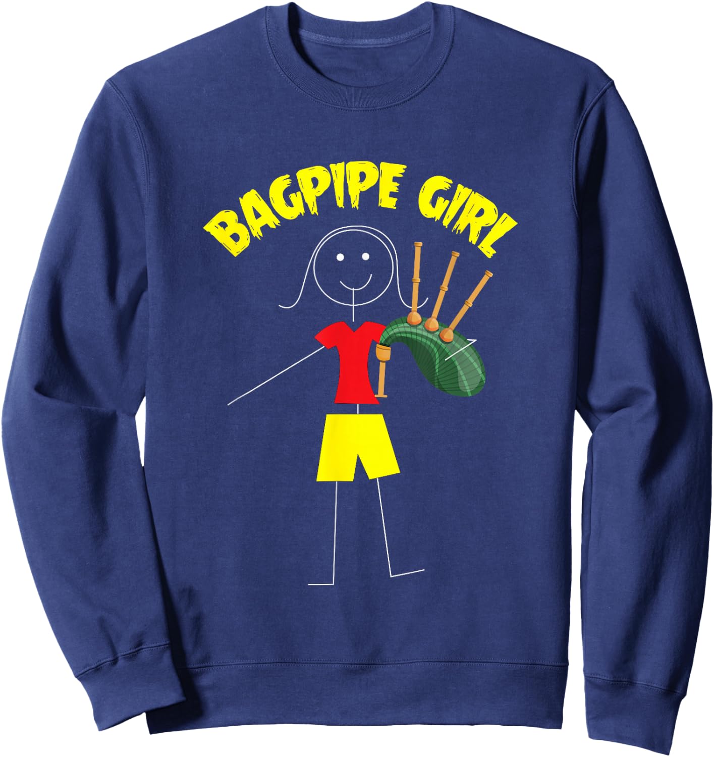 Bagpipe Girl, Bagpipe Players And Lovers Outfit Bagpipe Sweatshirt - Sweatshirt | Navy
