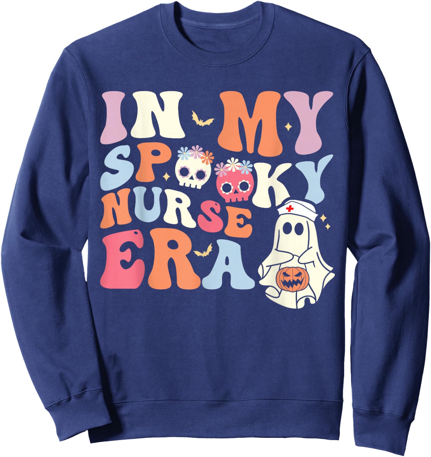 In My Spooky Nurse Era Halloween Groovy Witchy Spooky Nurse Sweatshirt - Sweatshirt | Navy
