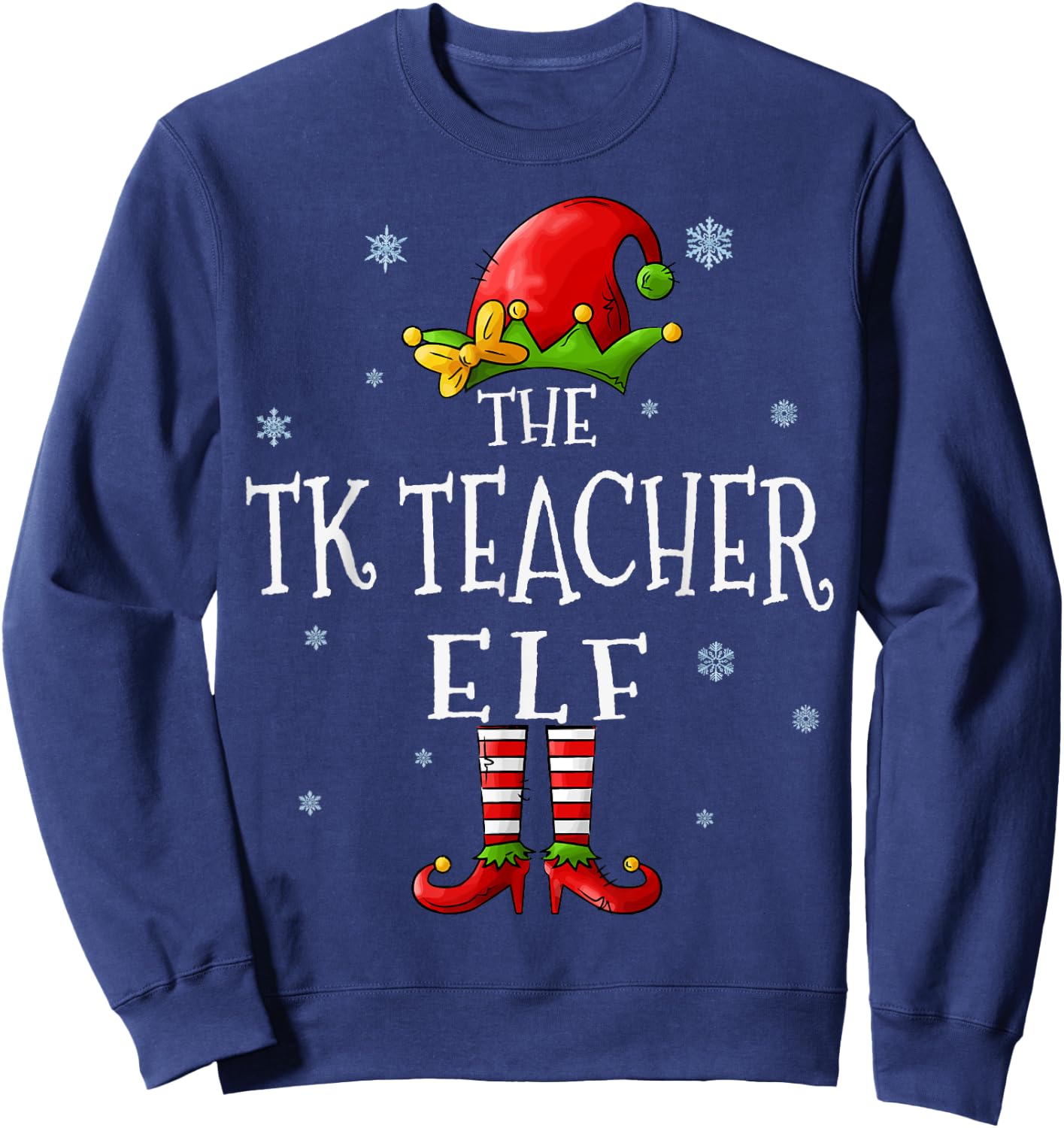 The TK Teacher Elf Squad Funny Groupe Matching Christmas Sweatshirt - Sweatshirt | Navy
