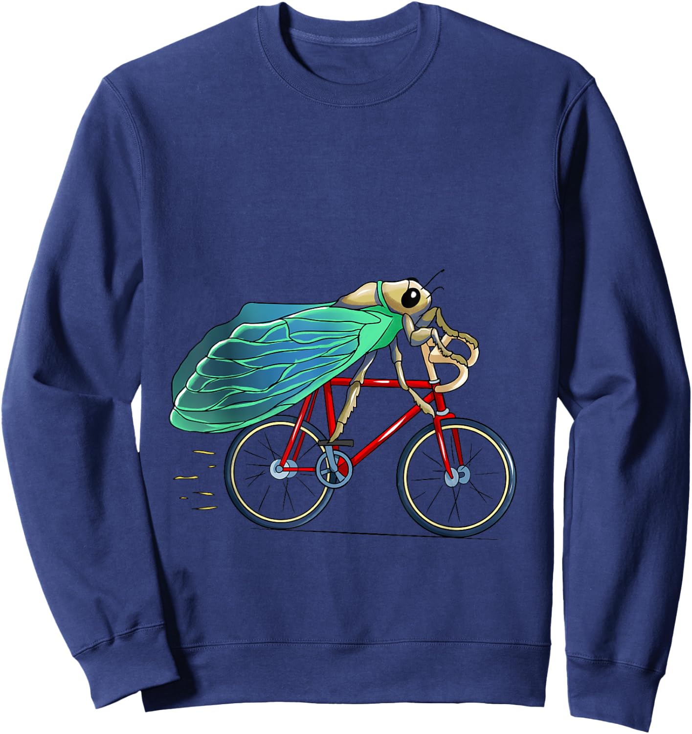 cicada Riding Bicycle Cute Biker Cyclist Sweatshirt - Sweatshirt | Navy