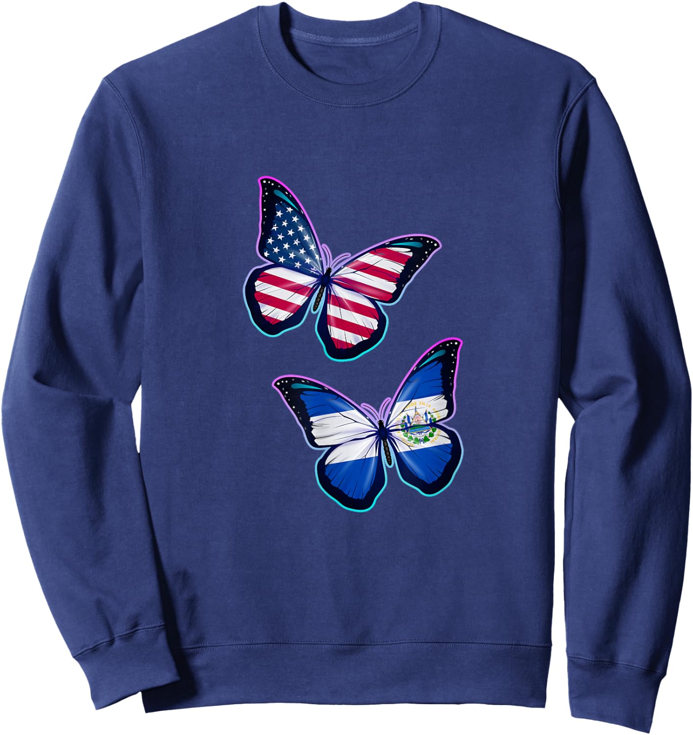 El Salvador and the USA bicultural roots. Butterfly version Sweatshirt - Sweatshirt | Navy