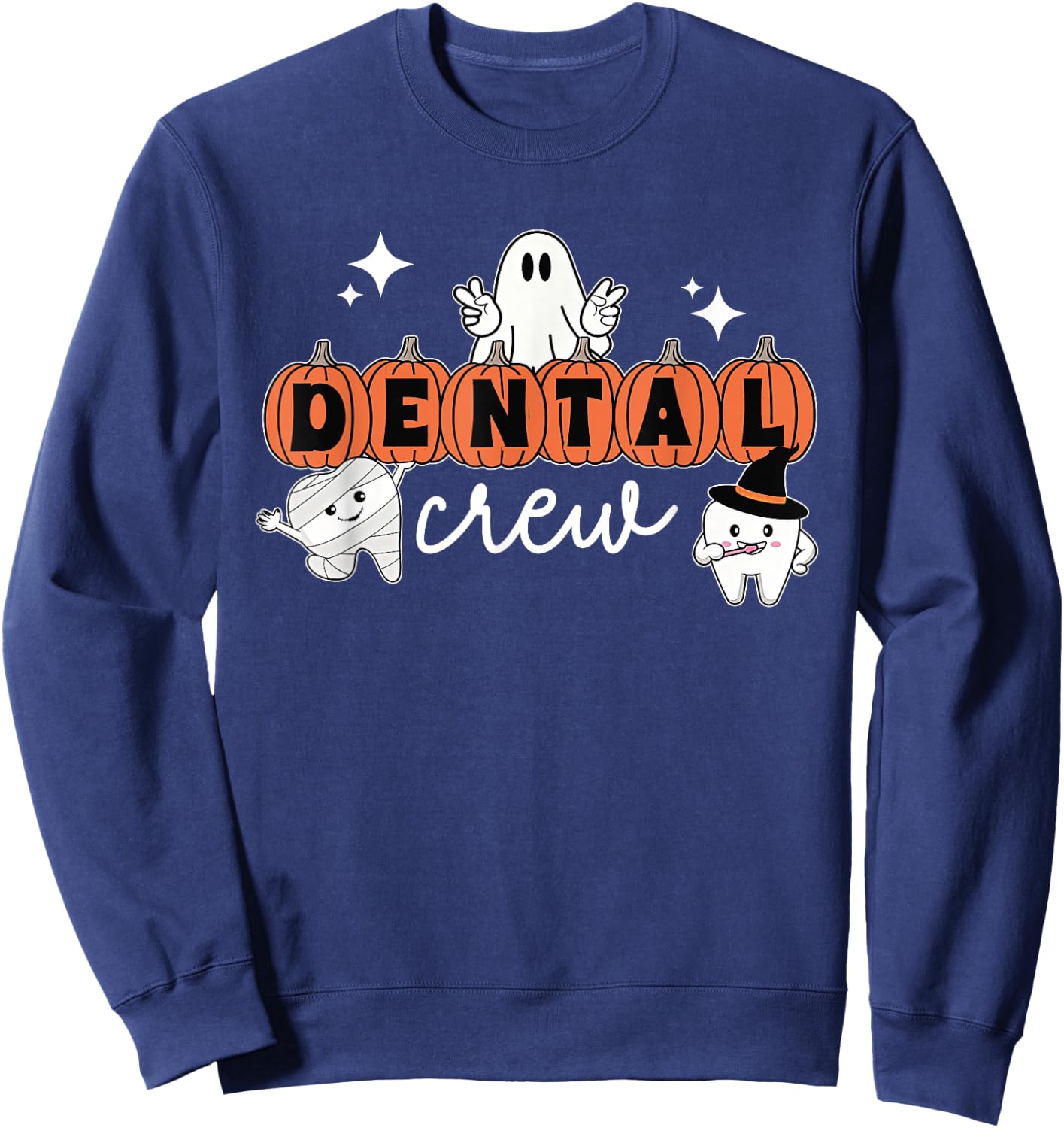 Halloween Dental Crew Pumpkin Ghost Spooky Dental Hygienist Sweatshirt - Sweatshirt | Navy