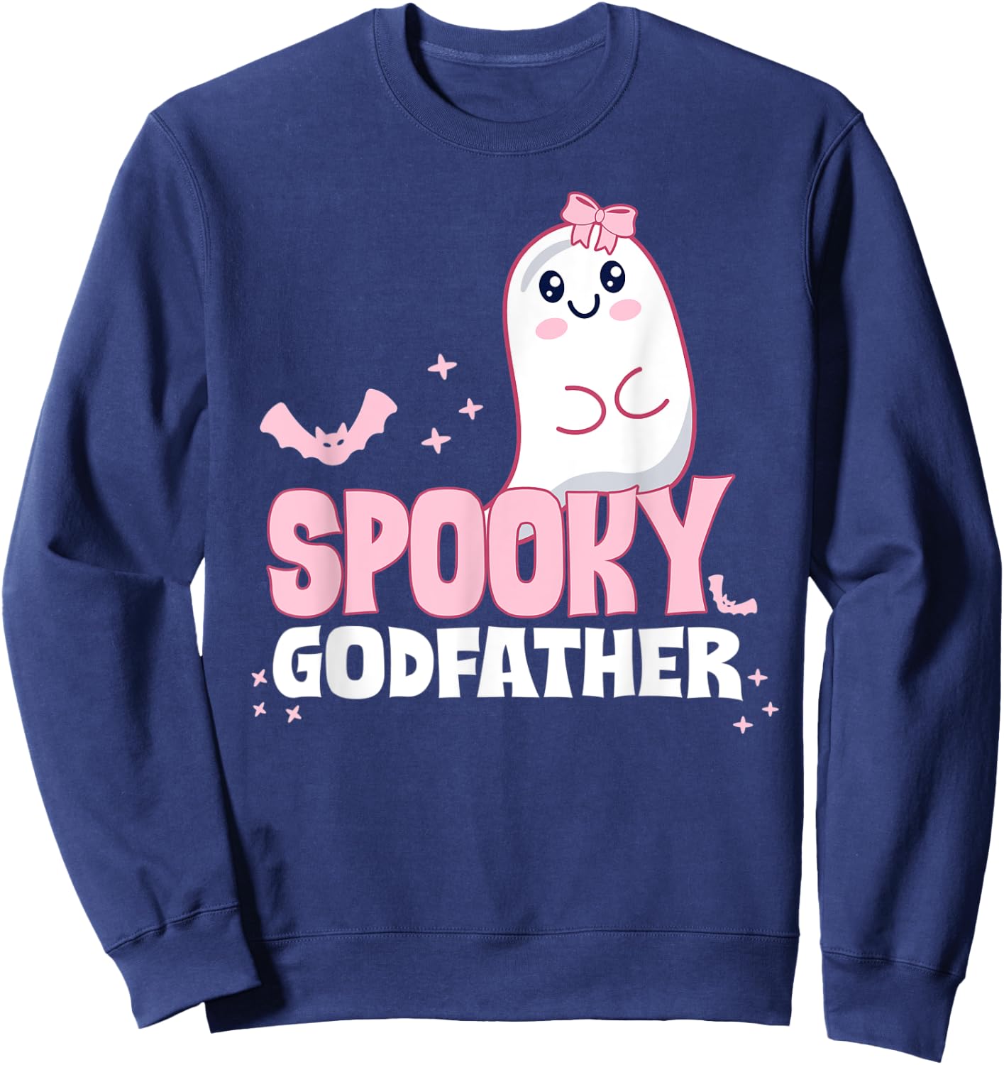 Spooky Godfather Family Cute Pink White Ghost Boo Halloween Sweatshirt - Sweatshirt | Navy