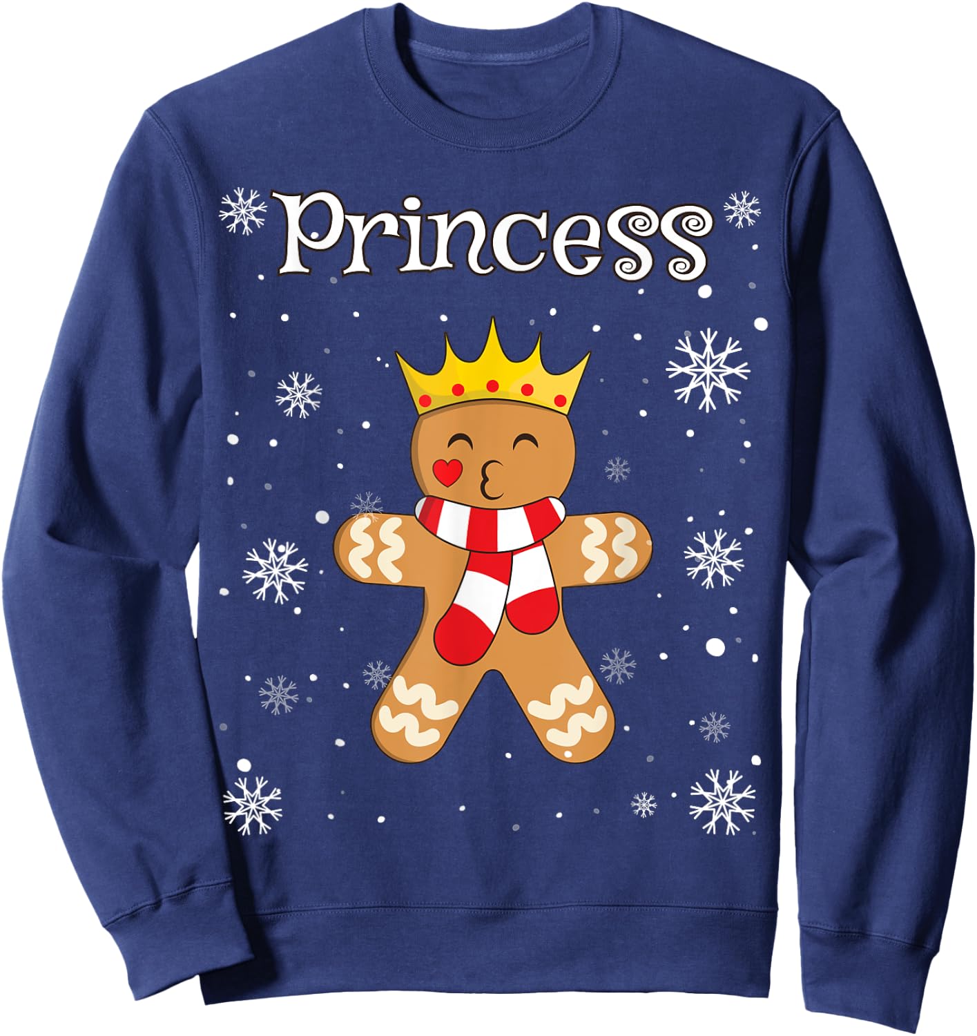 Princess Gingerbread Shirt Girls Funny Christmas Matching Sweatshirt - Sweatshirt | Navy
