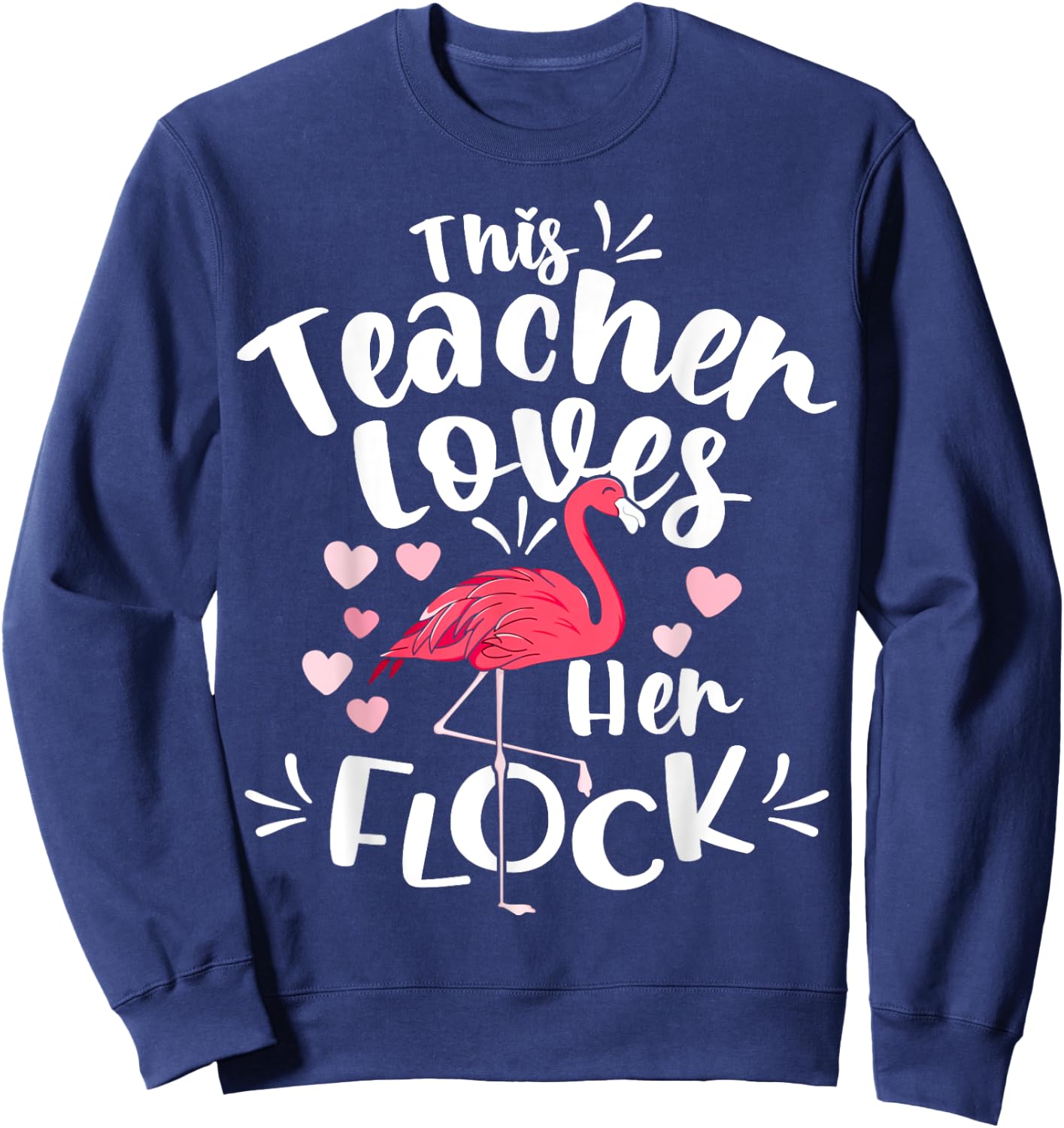 This Assistant Principal Loves Her Flock Flamingo Teacher Women Kids Sweatshirt - Sweatshirt | Navy