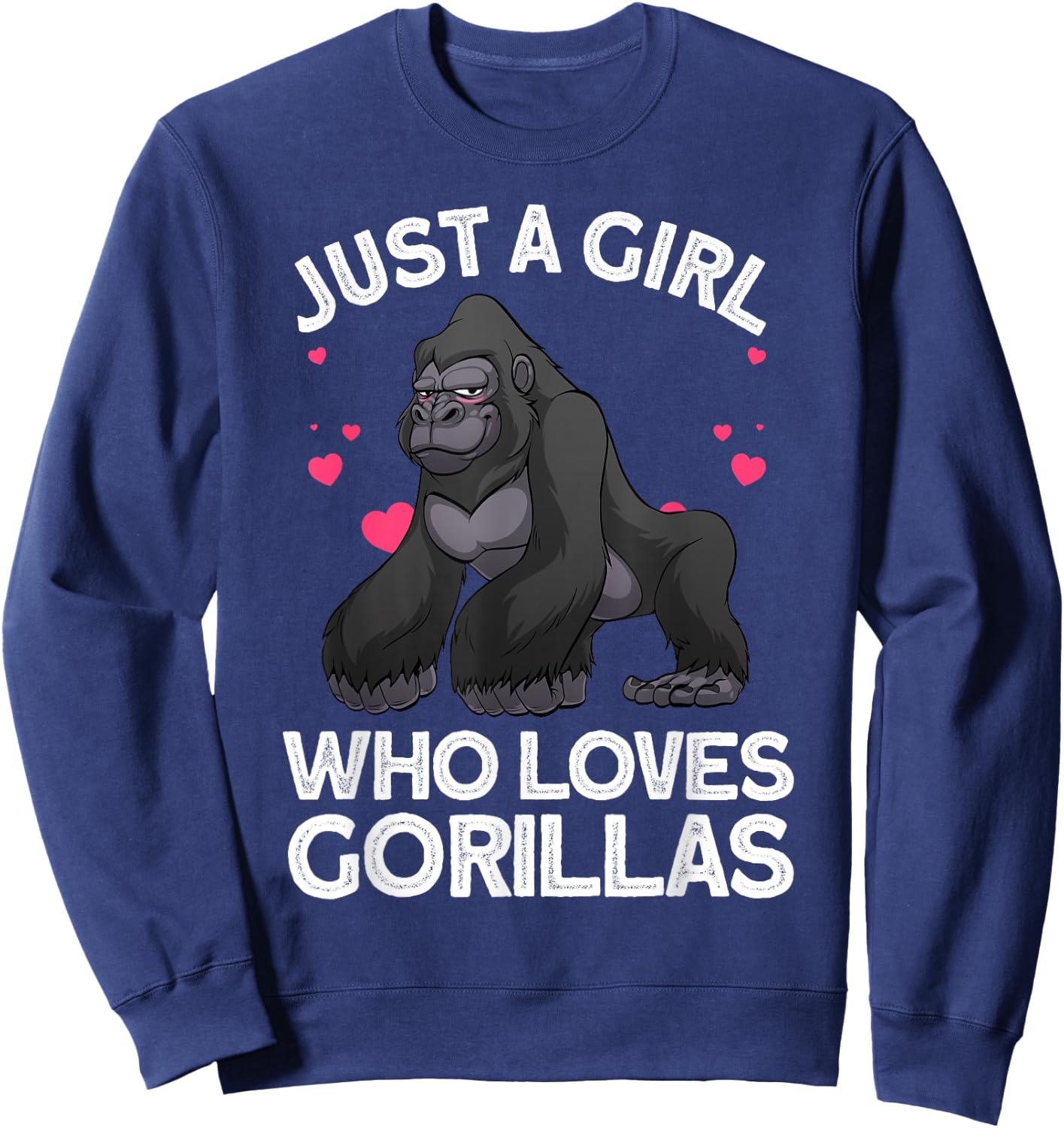 Funny Gorilla Design For Girls Kids Women Gorilla Ape Lover Sweatshirt - Sweatshirt | Navy