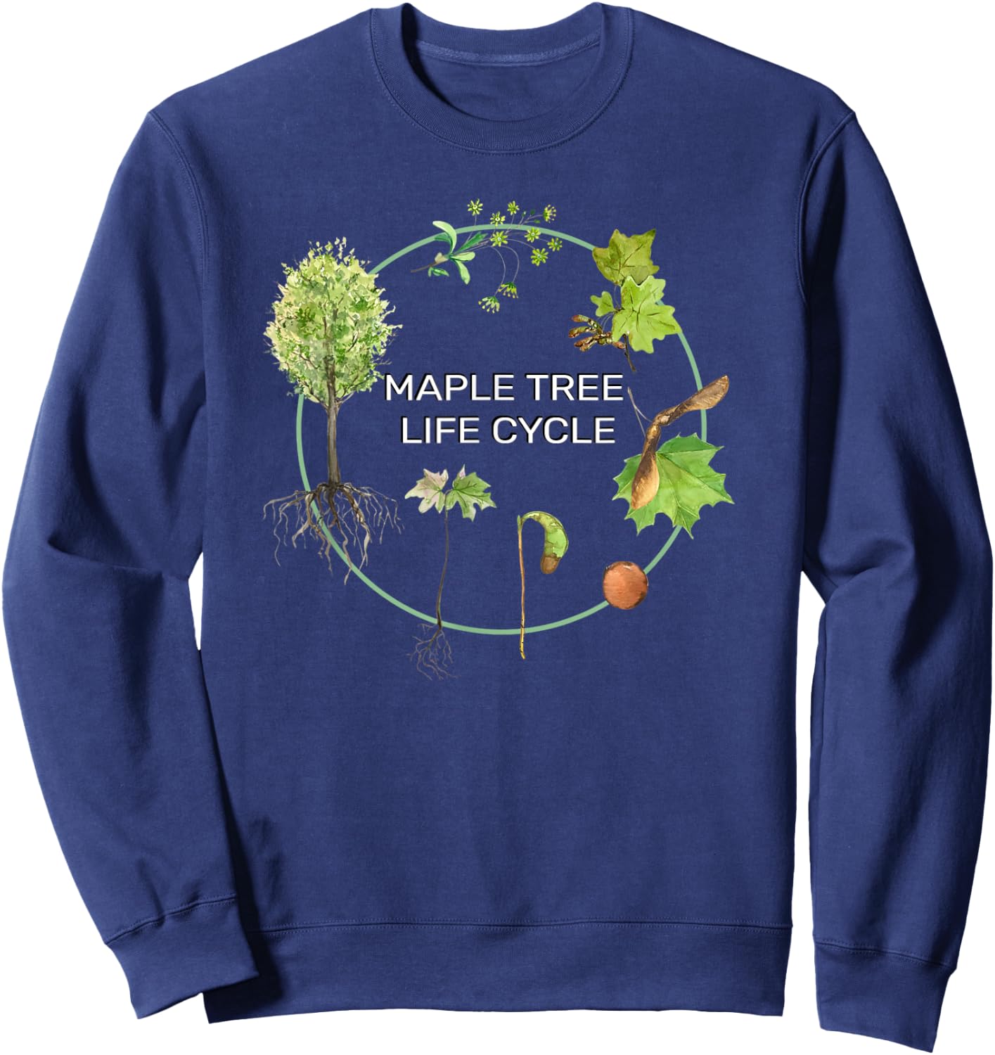 Maple Tree Seasonal Life Cycle Design Seed To Forest Lifespa Sweatshirt - Sweatshirt | Navy