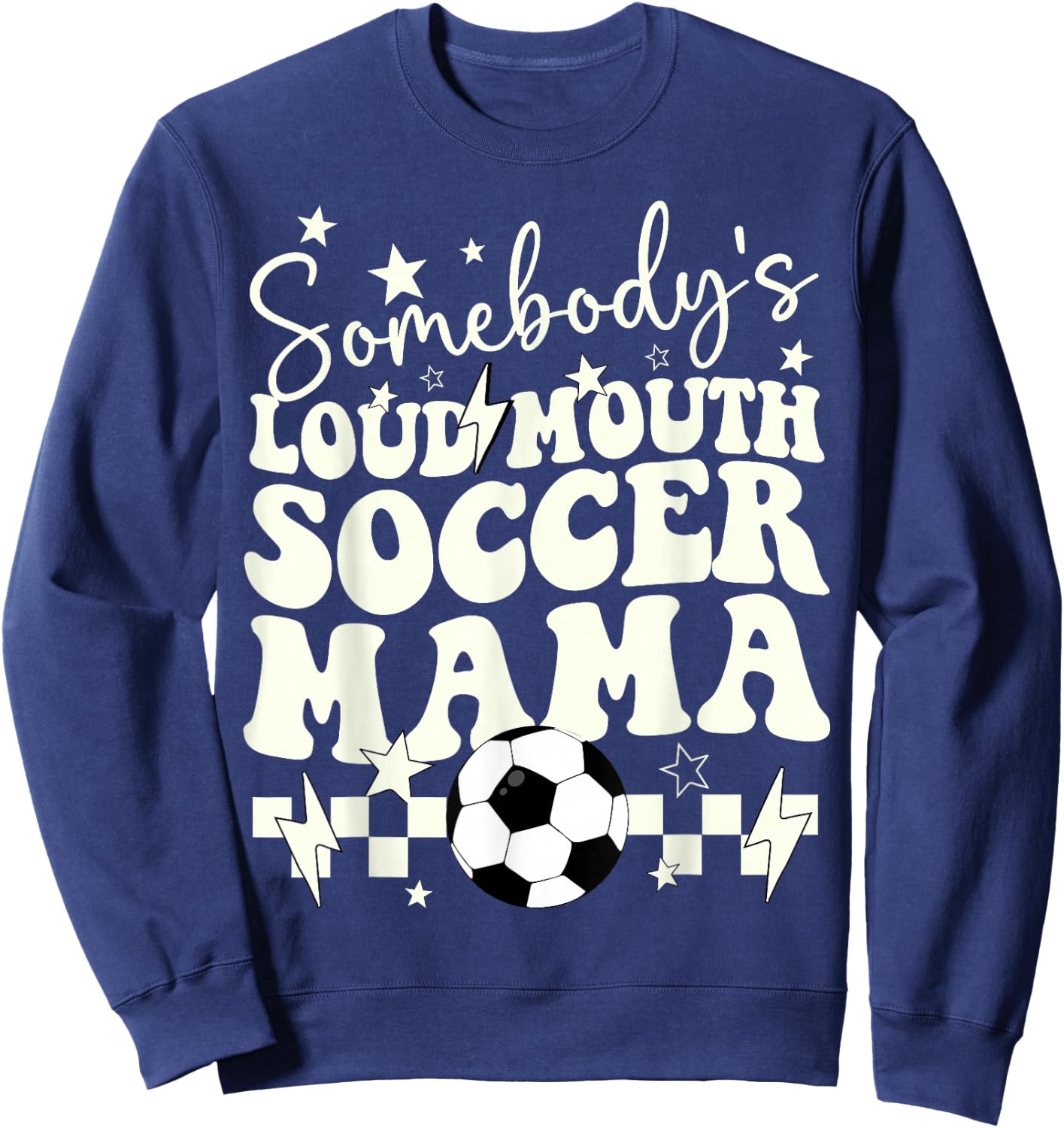 Somebody’s Loud Mouth Soccer Mama Retro Wavy Groovy Sweatshirt - Sweatshirt | Navy