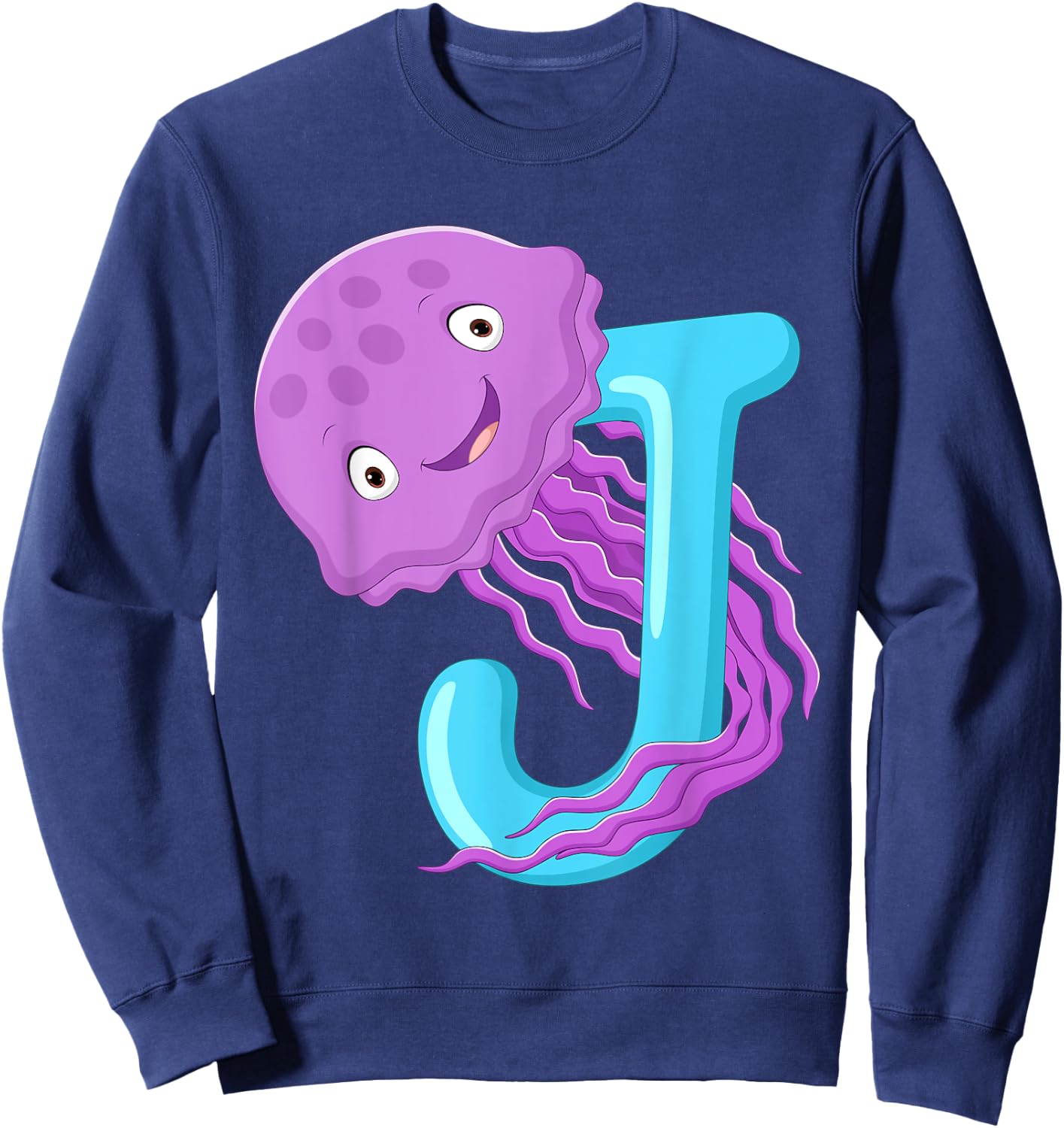 J Is For Jellyfish Sea Creatures Jellyfish Sweatshirt - Sweatshirt | Navy