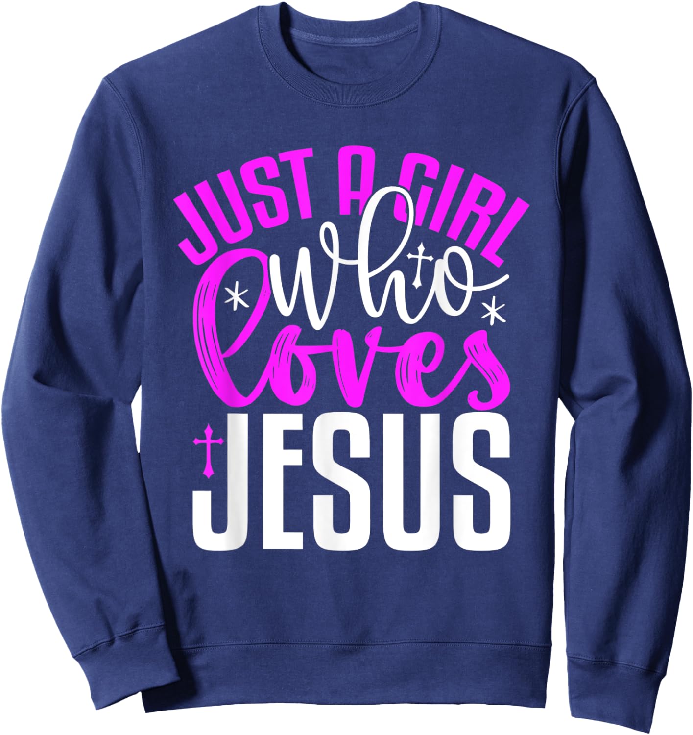 Just A Girl Who Loves Jesus Purple And White Sweatshirt - Sweatshirt | Navy