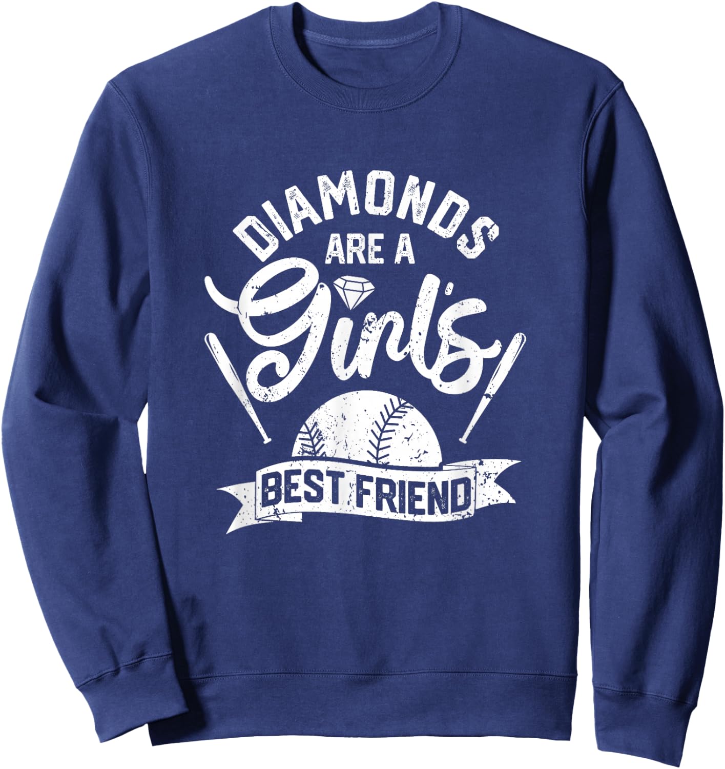 Diamonds Are A Girls Best Friend Softball Baseball Girl Love Sweatshirt - Sweatshirt | Navy