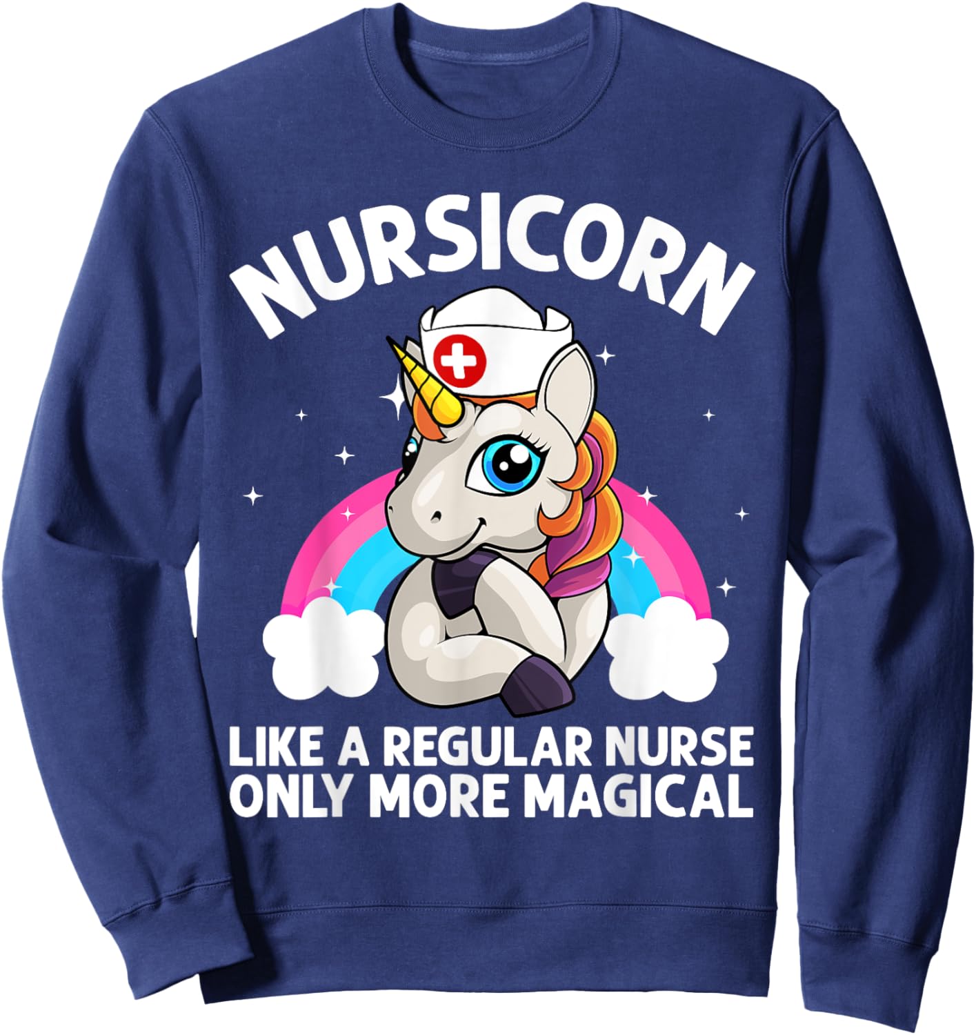 Cool Nurse Women Unicorn Medical Nurses RN Nursing Sweatshirt - Sweatshirt | Navy