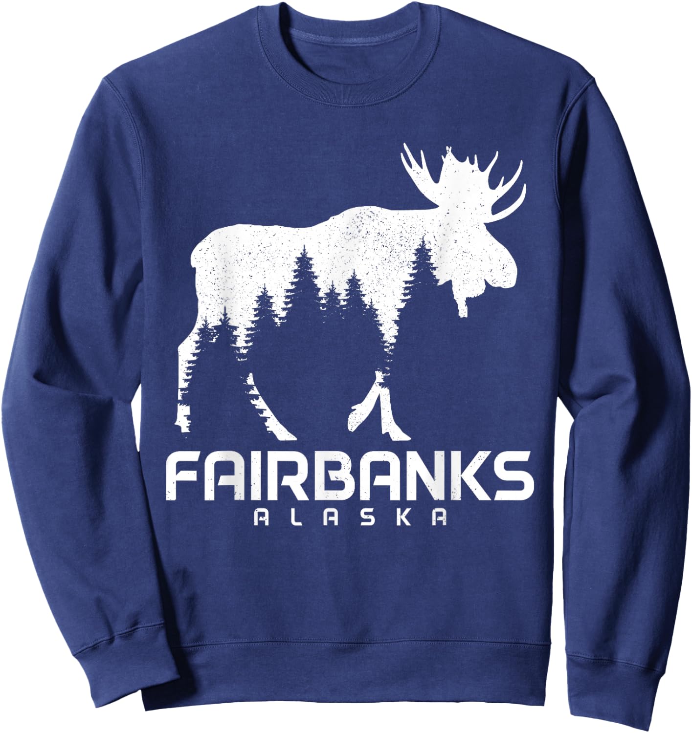 Fairbanks Alaska Vintage Pride Souvenir Moose Nature Sweatshirt - Sweatshirt | Navy
