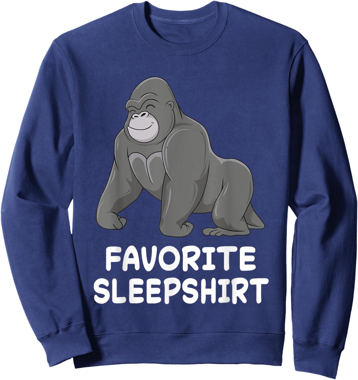 Gorilla Monkey Gorillas Nap Sleeping Sleep Pajama Nightgown Sweatshirt - Sweatshirt | Navy