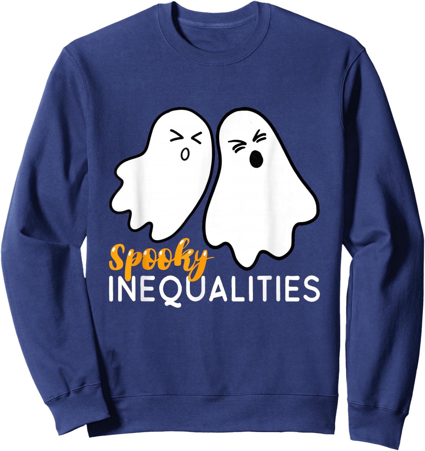 Spooky Inequalities Ghosts - Halloween Math Teacher Sweatshirt - Sweatshirt | Navy