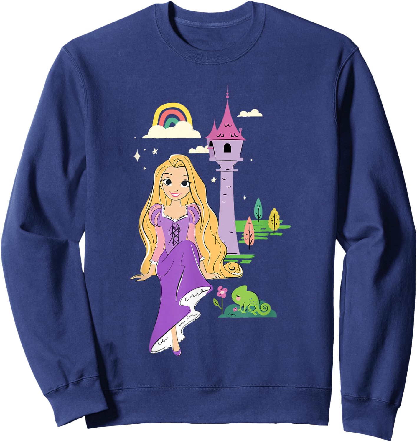 Disney Tangled Rapunzel & Pascal Rainbow Tower Sketch Sweatshirt - Sweatshirt | Navy