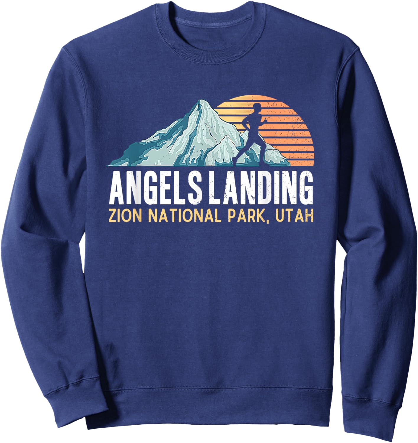 Angels Landing Hiking Trail Vintage Zion National Park Utah Sweatshirt - Sweatshirt | Navy