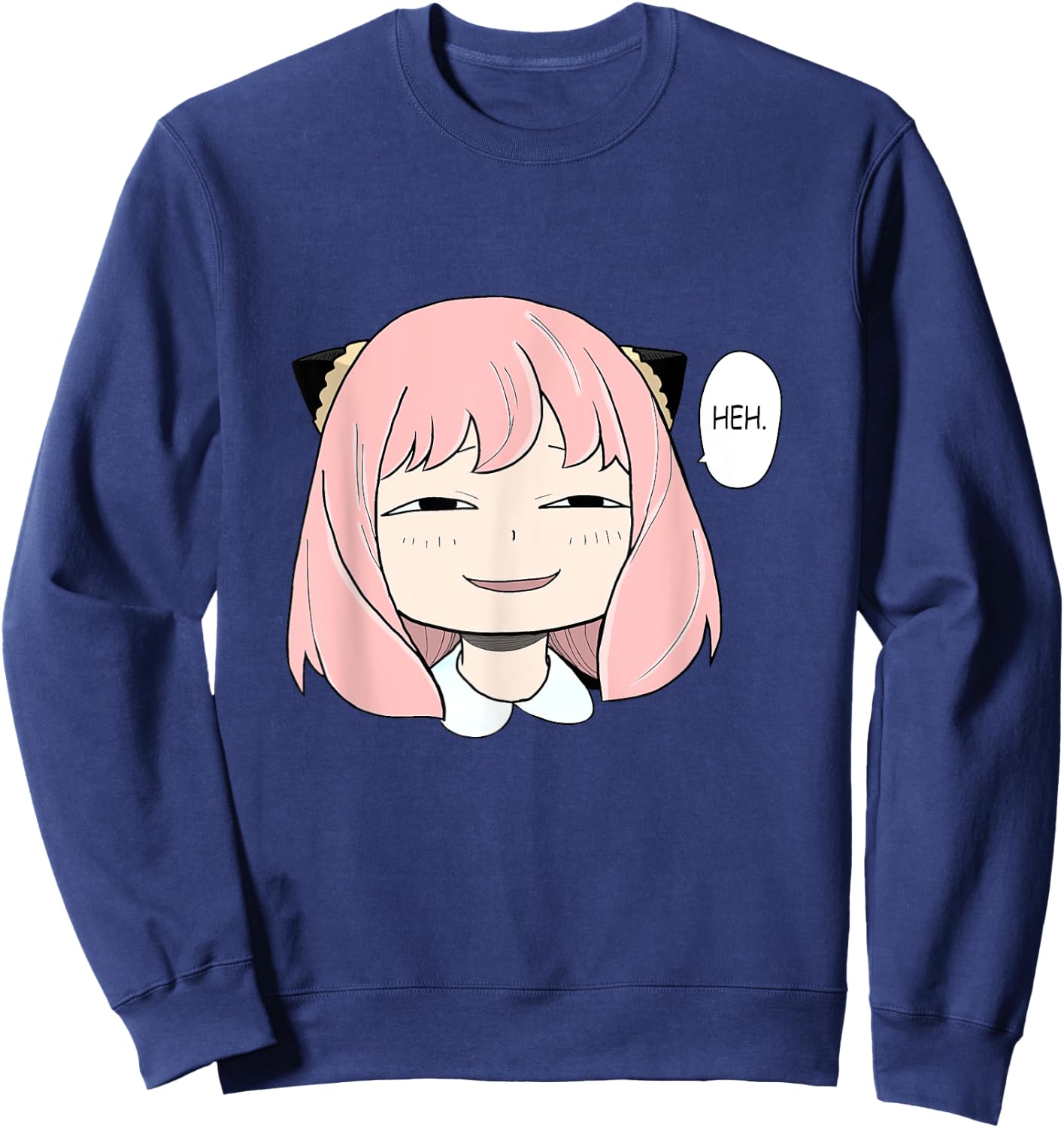 Funny A Cute Girl Emotion Smile heh. For Family Holidays Sweatshirt - Sweatshirt | Navy