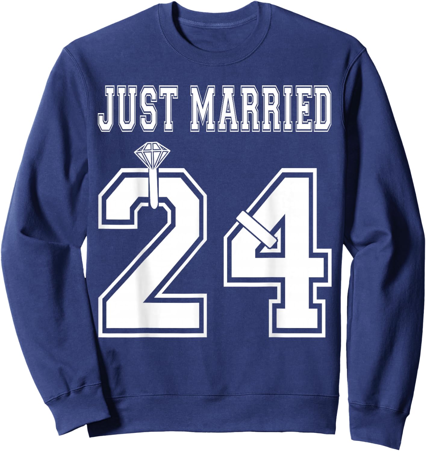 Just Married 2024 Wife Husband Matching Honeymoon Sweatshirt - Sweatshirt | Navy