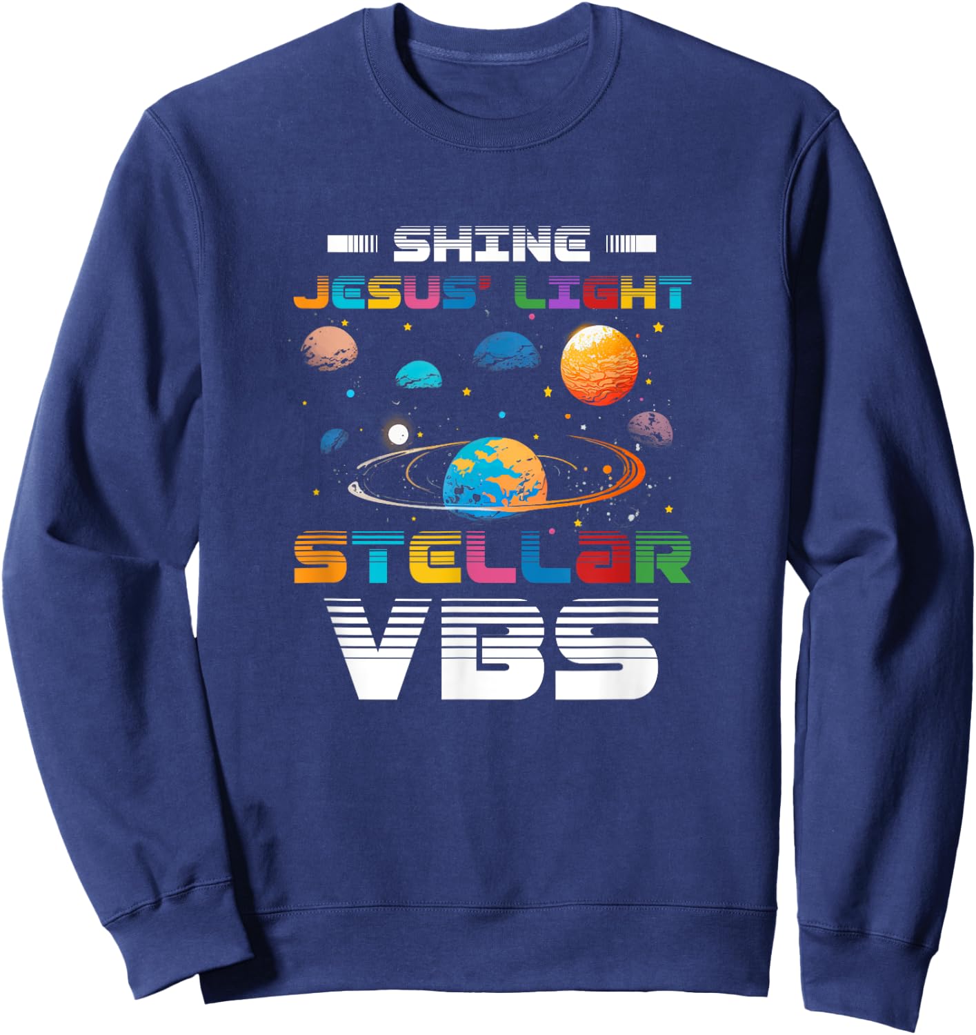 Stellar Bible School VBS Shine Jesus Light Christian Sweatshirt - Sweatshirt | Navy