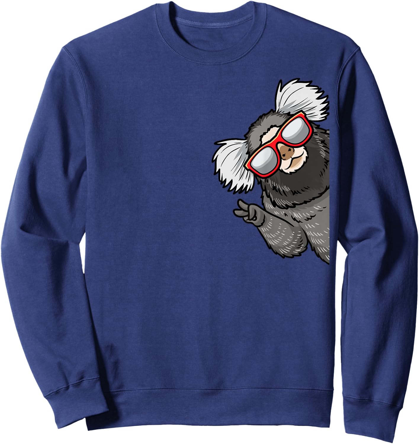 Marmoset Monkey With Sunglasses From Side Sweatshirt - Sweatshirt | Navy