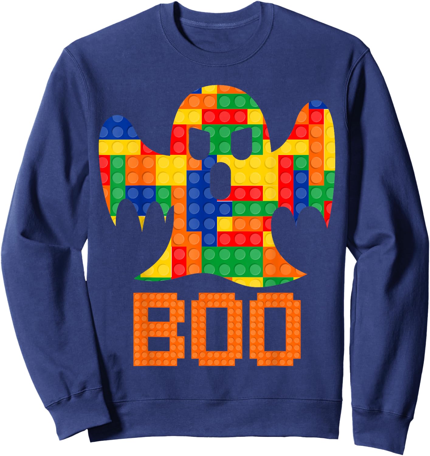 Boo Ghost Master Builder Building Blocks Bricks Halloween Sweatshirt - Sweatshirt | Navy