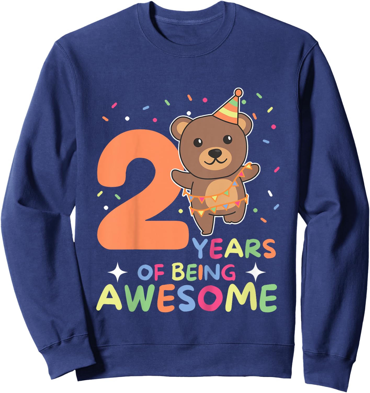 2nd Birthday Bear For Children Two Years Old Sweatshirt - Sweatshirt | Navy