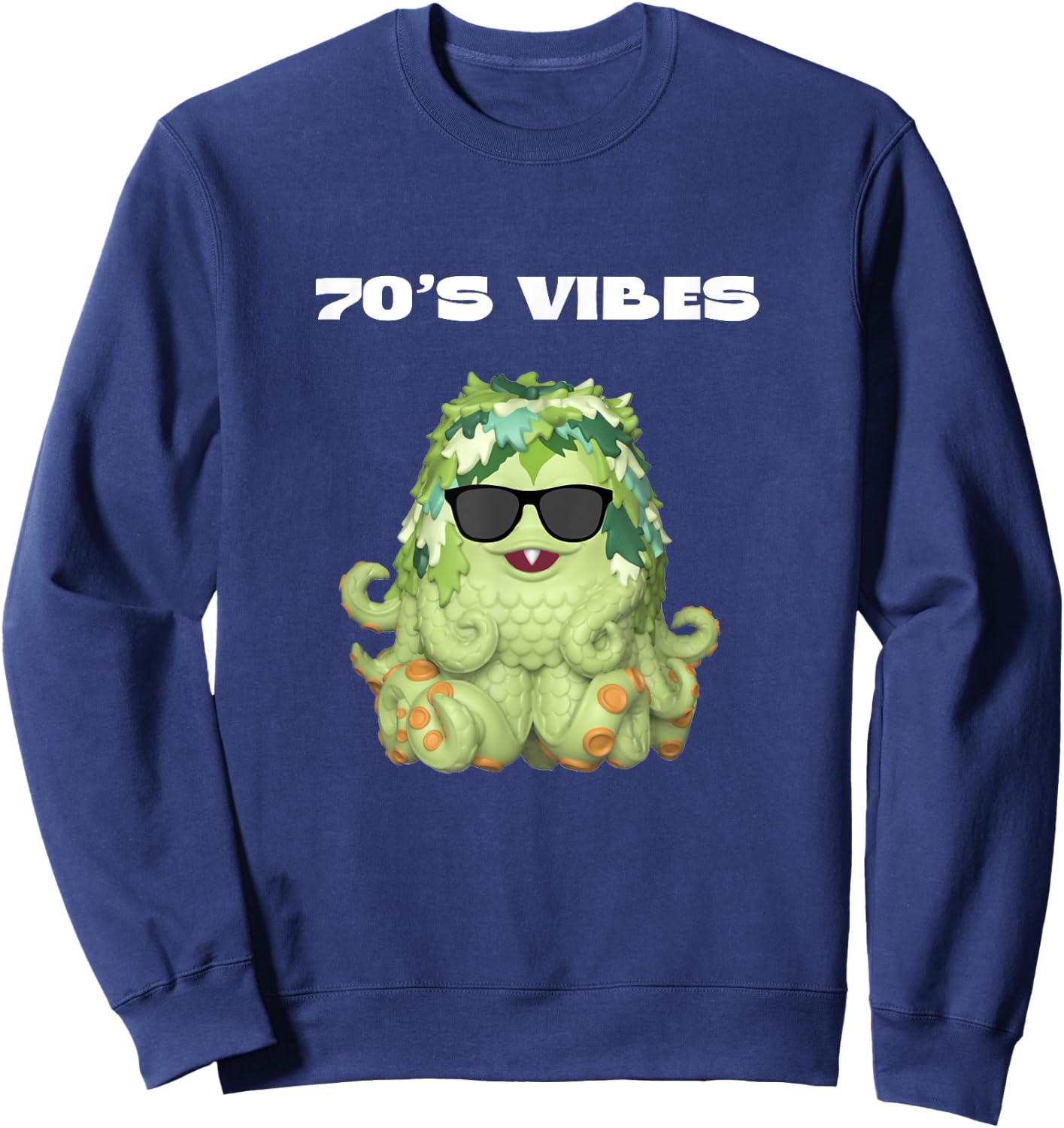 Funny 70s Vibes Monster Cool Sea Beach Novelty Men Women Sweatshirt - Sweatshirt | Navy