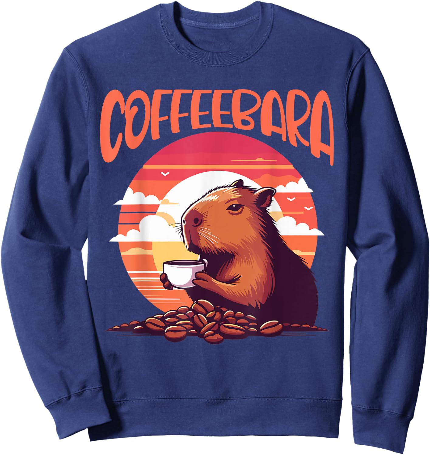 Coffeebara capybara and coffee fun Sweatshirt - Sweatshirt | Navy