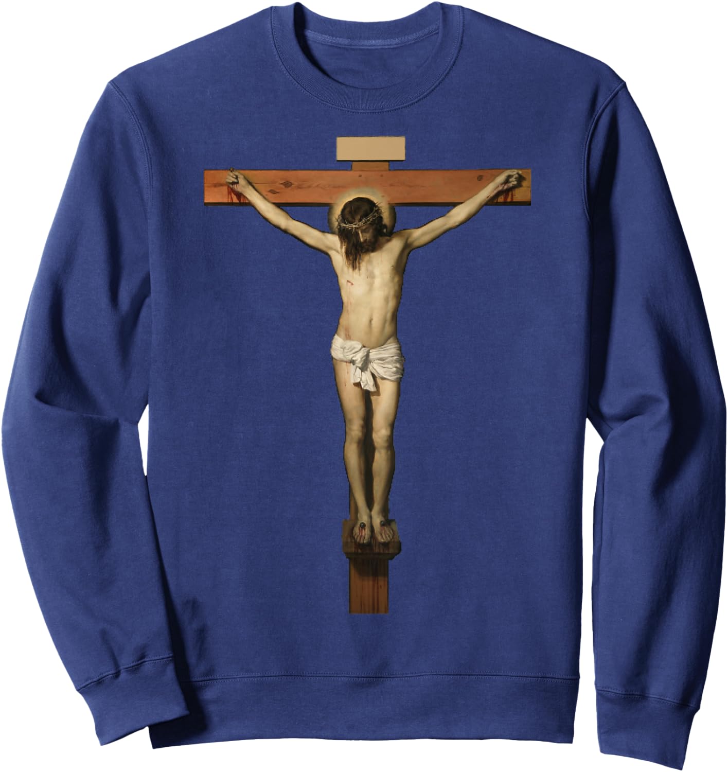 Vintage Christ On The Cross Transparent Jesus Death - Savior Sweatshirt - Sweatshirt | Navy