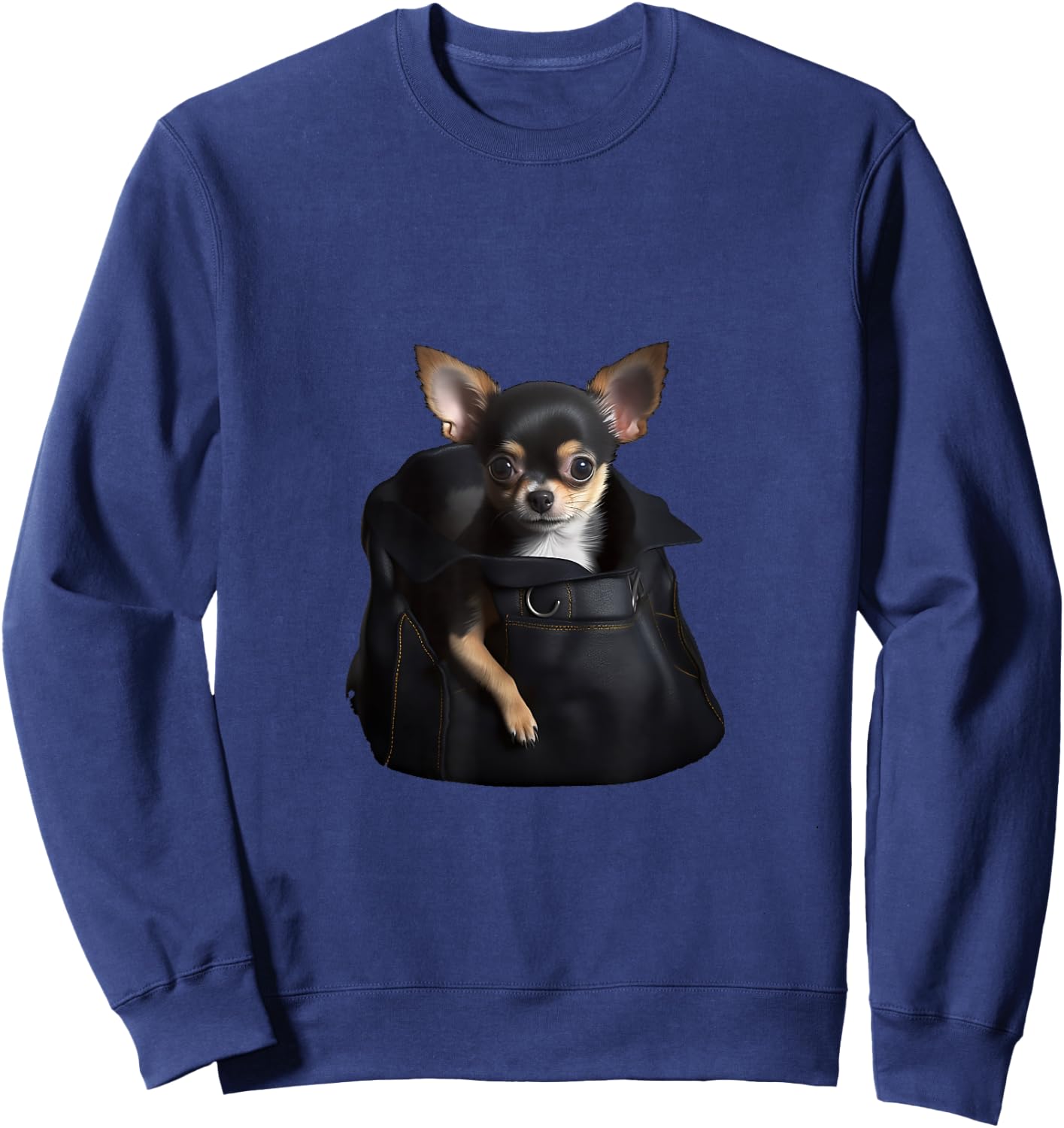 Funny Chihuahua In Pocket Cute Dog Month Dad Animal Shelter Sweatshirt - Sweatshirt | Navy