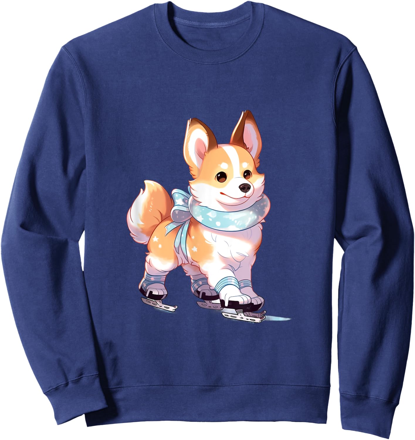 Corgi Ice Skating Dog Figure Skater Kids Girls Women Sweatshirt - Sweatshirt | Navy