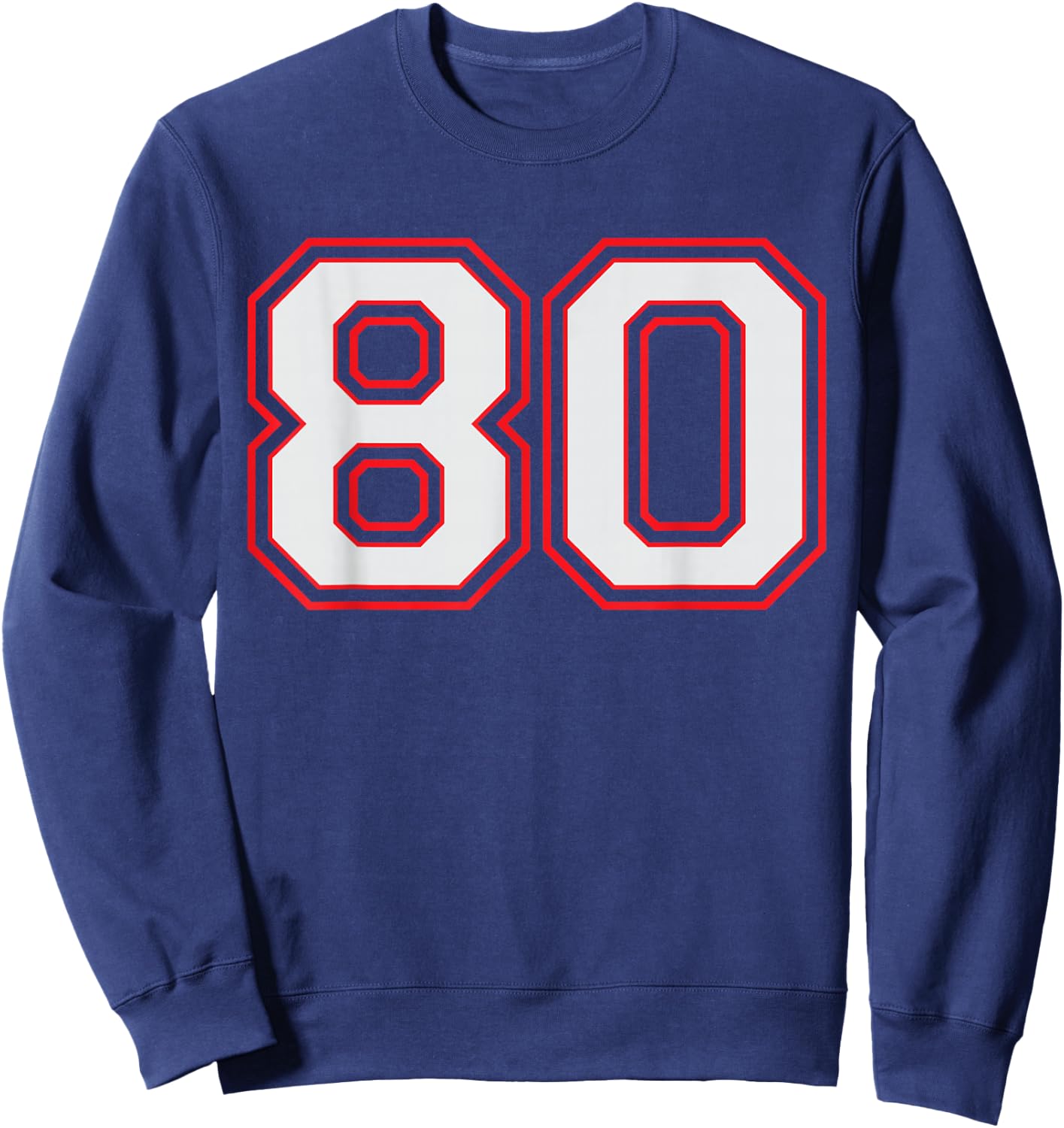 Red Number 80 Sports Player Jersey Fun Game Winner #80 Lucky Sweatshirt - Sweatshirt | Navy
