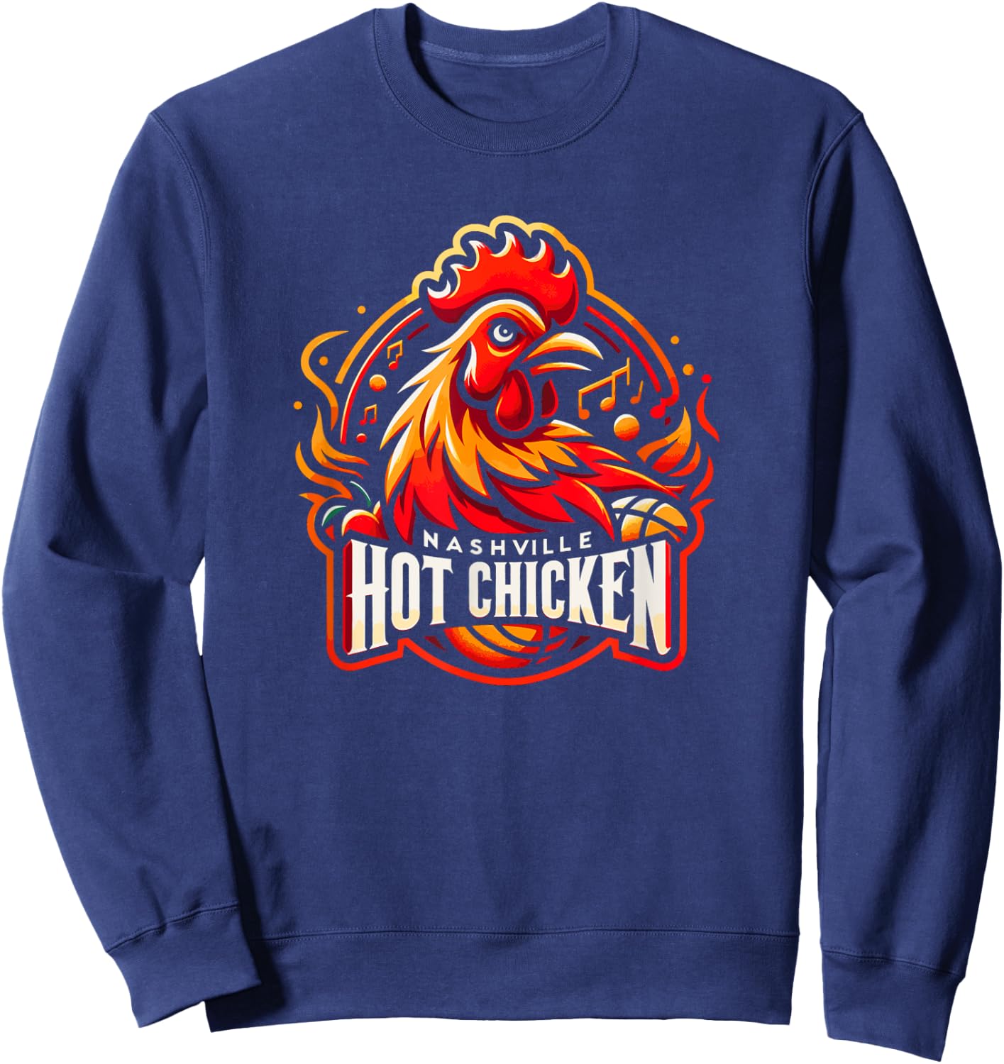 Nashville Hot Chicken Local Food Sports Team Parody Sweatshirt - Sweatshirt | Navy