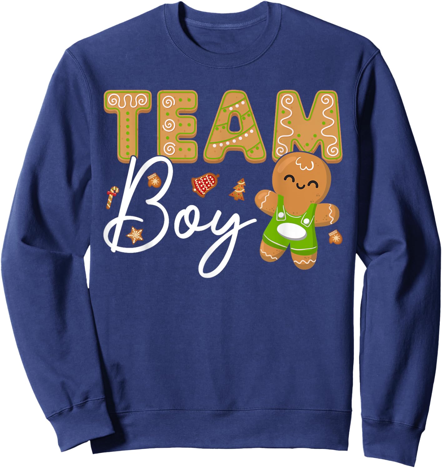 Gingerbread Christmas Team Girl Gender Reveal Baby Shower Sweatshirt - Sweatshirt | Navy
