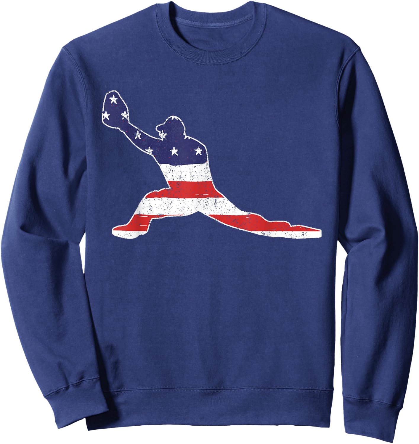 Vintage Baseball First Baseman Cool Baseball First Base Flag Sweatshirt - Sweatshirt | Navy