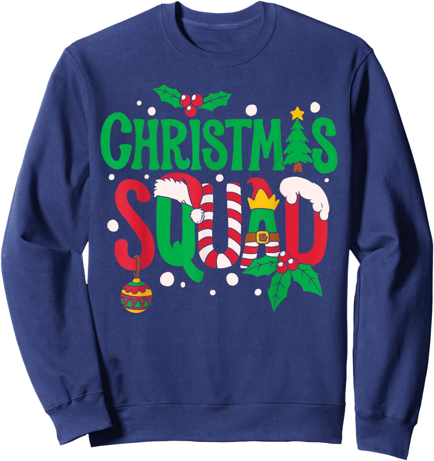 Christmas Squad Santa Elf Family Matching Pajamas Boys Girls Sweatshirt - Sweatshirt | Navy