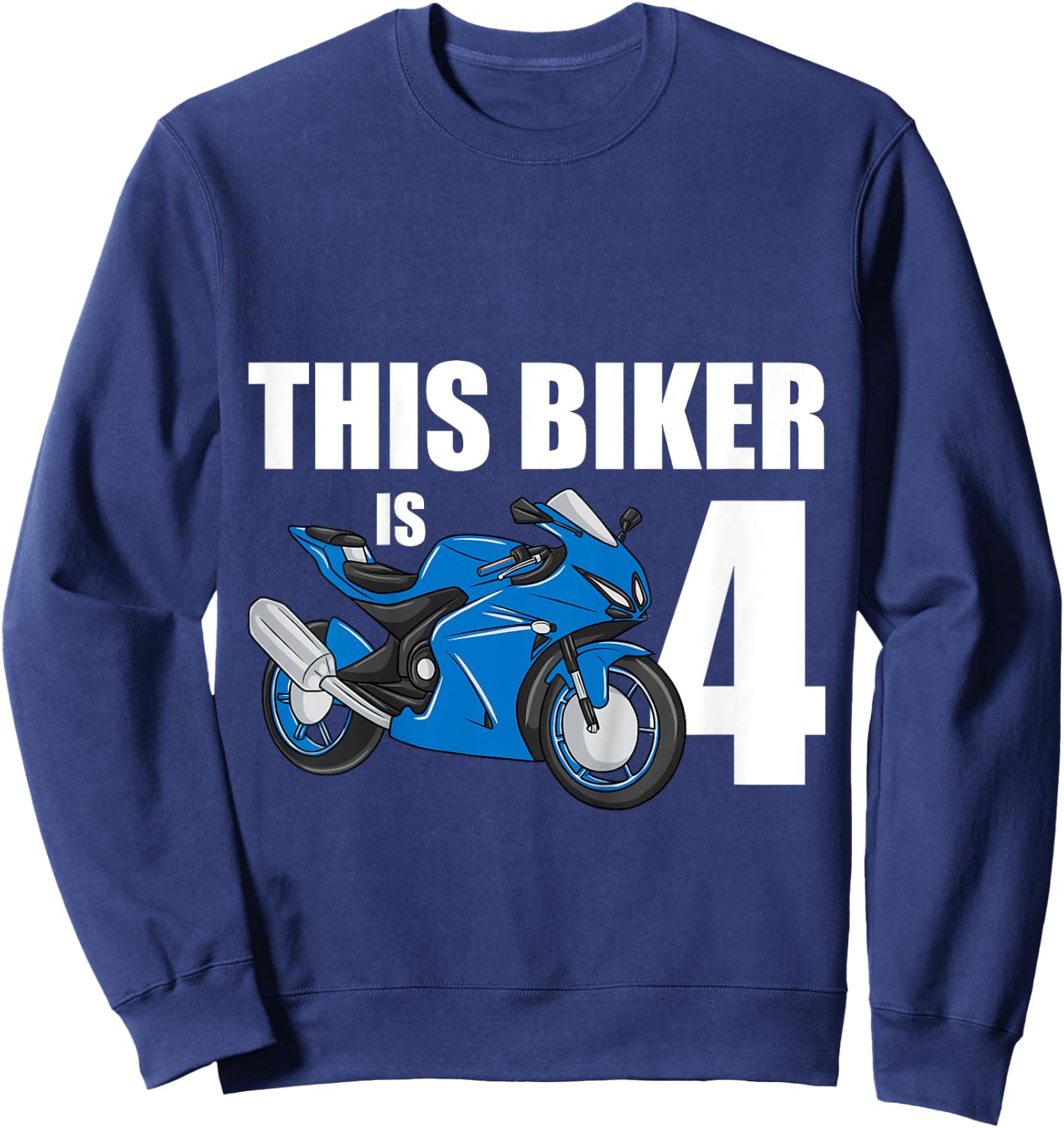 Kids Motorcycle 4th Birthday 4 Year Old Toddler Boys Sweatshirt - Sweatshirt | Navy