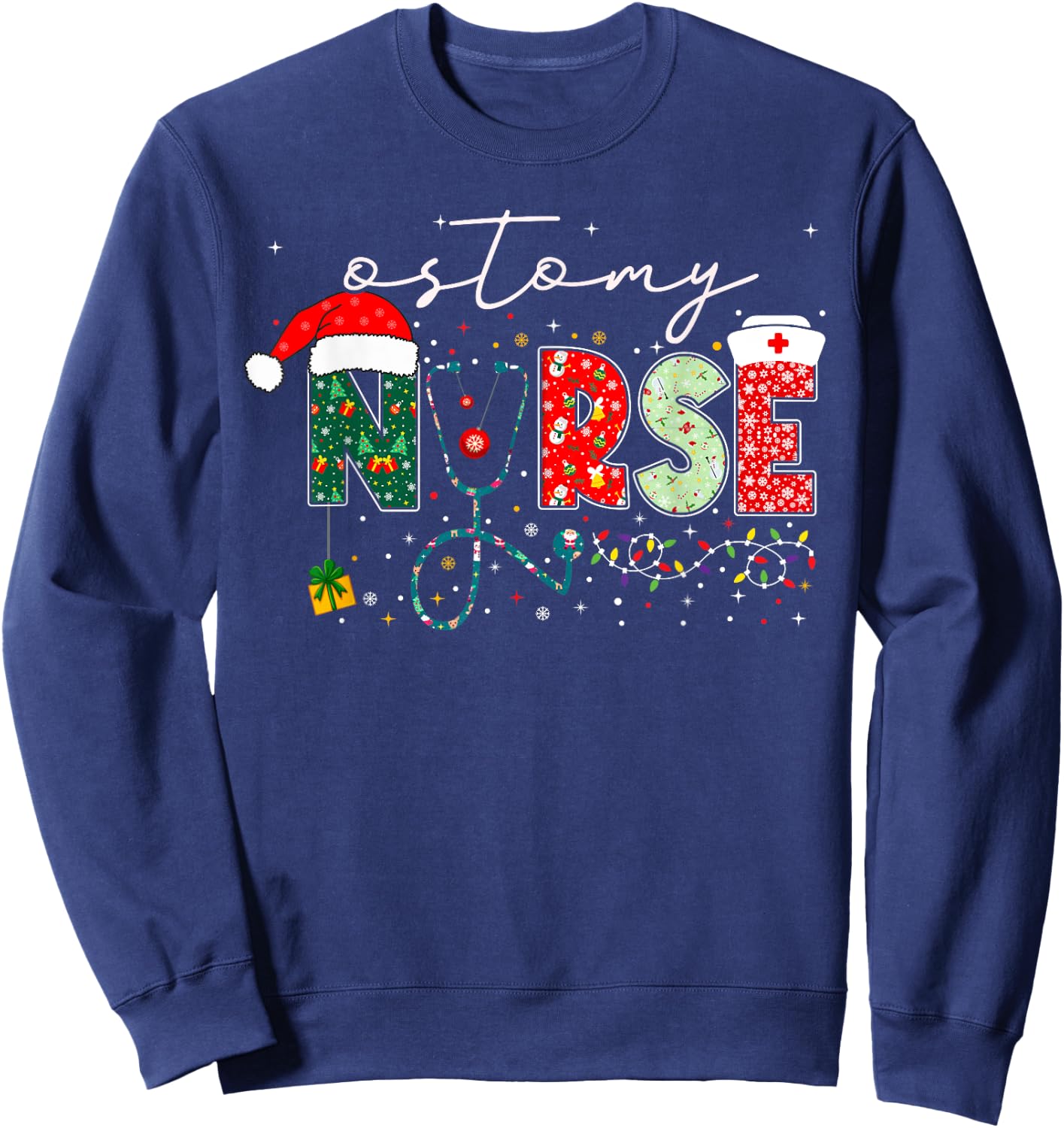 Christmas Ostomy Nurse Gifts For Nursing Student Sweatshirt - Sweatshirt | Navy