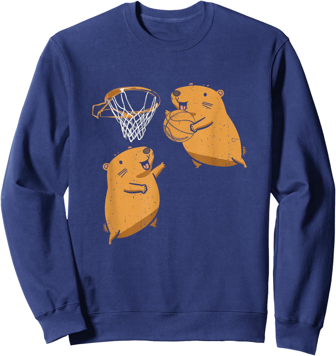Capybara Playing Basketball Sports Rodent Animal Lover Sweatshirt - Sweatshirt | Navy