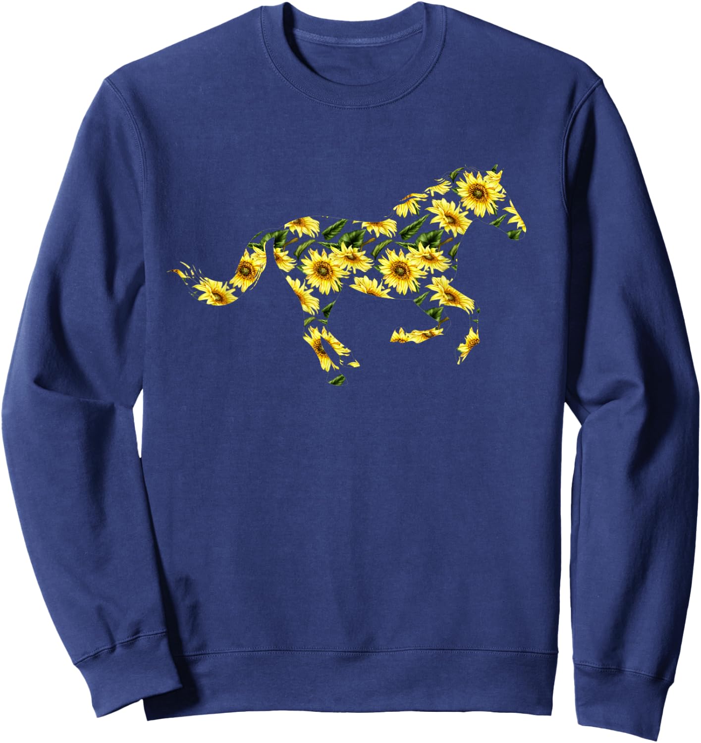 Horse with sunflowers sunflower Horse riding Horses flower Sweatshirt - Sweatshirt | Navy