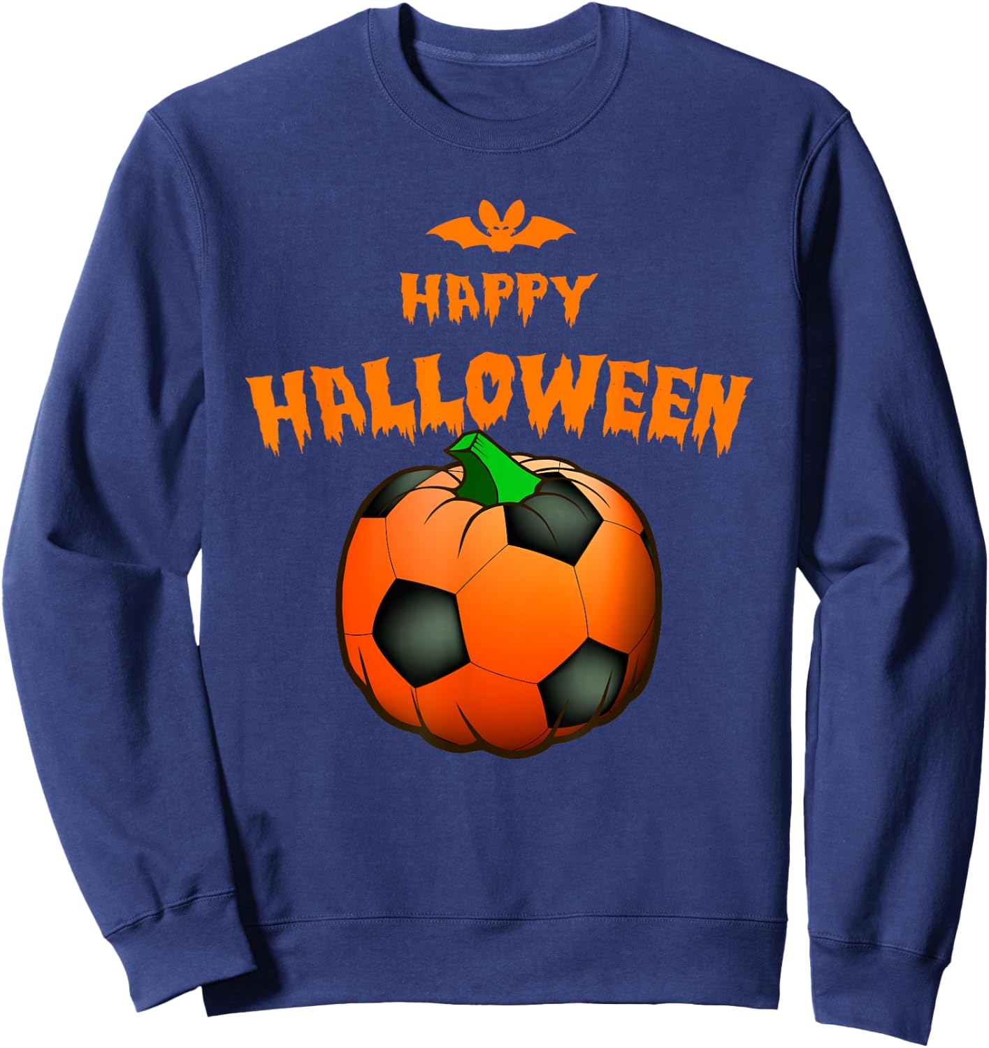 Pumpkin Soccer Ball Lazy Halloween Costume Cool Sport Sweatshirt - Sweatshirt | Navy