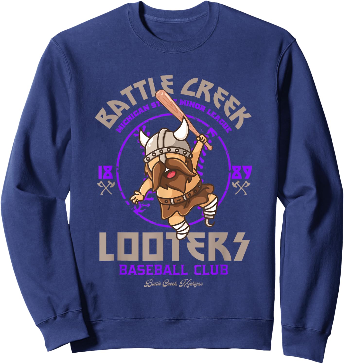 Battle Creek Looters Retro Minor League Baseball Team Sweatshirt - Sweatshirt | Navy