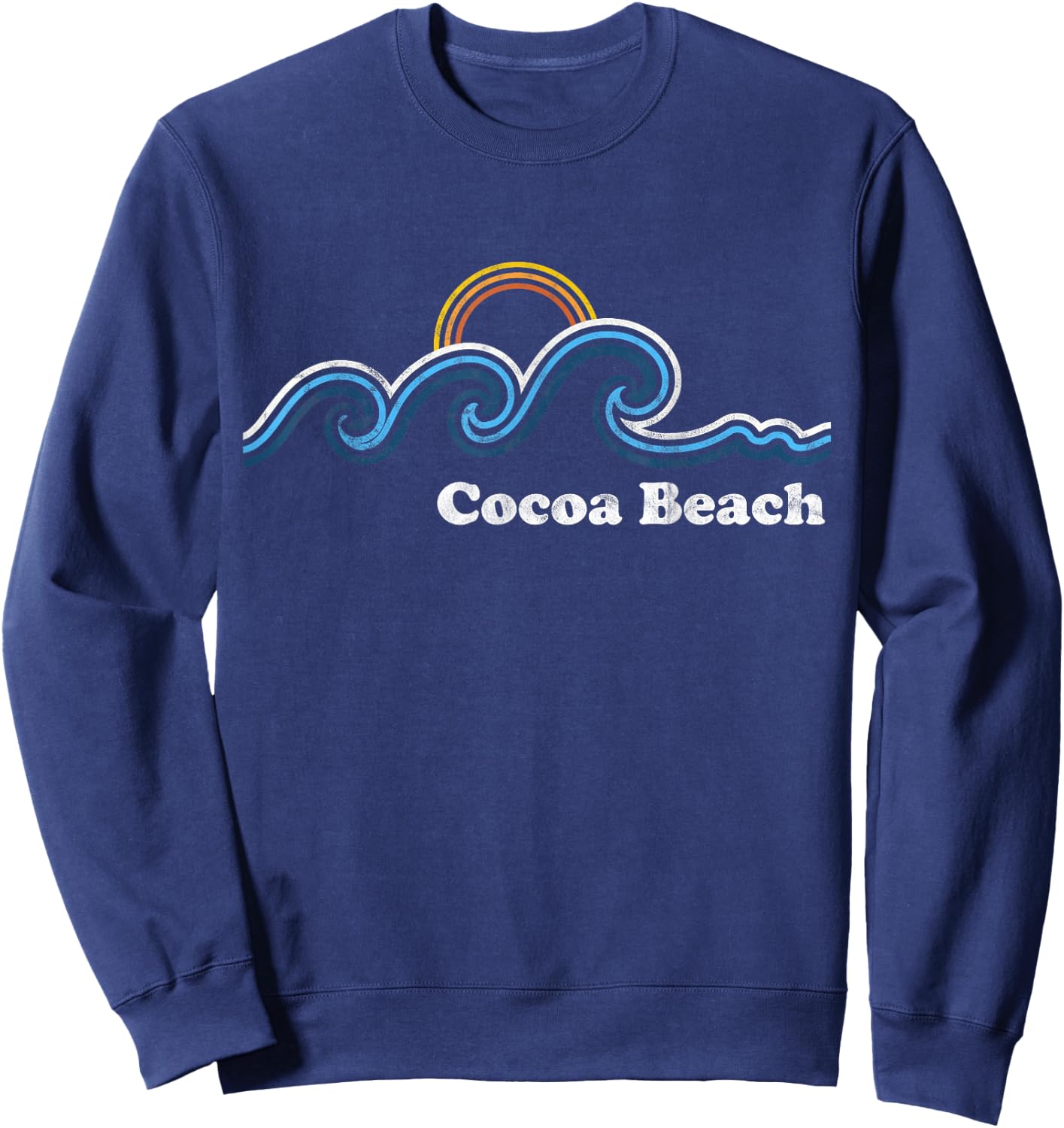 Retro Cocoa Beach Florida FL Vintage Beach Surf Men Women Sweatshirt - Sweatshirt | Navy