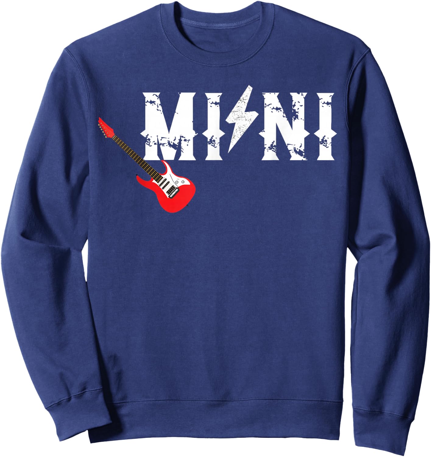 Mini Rockin One Birthday Family Matching Rock Guitar Sweatshirt - Sweatshirt | Navy