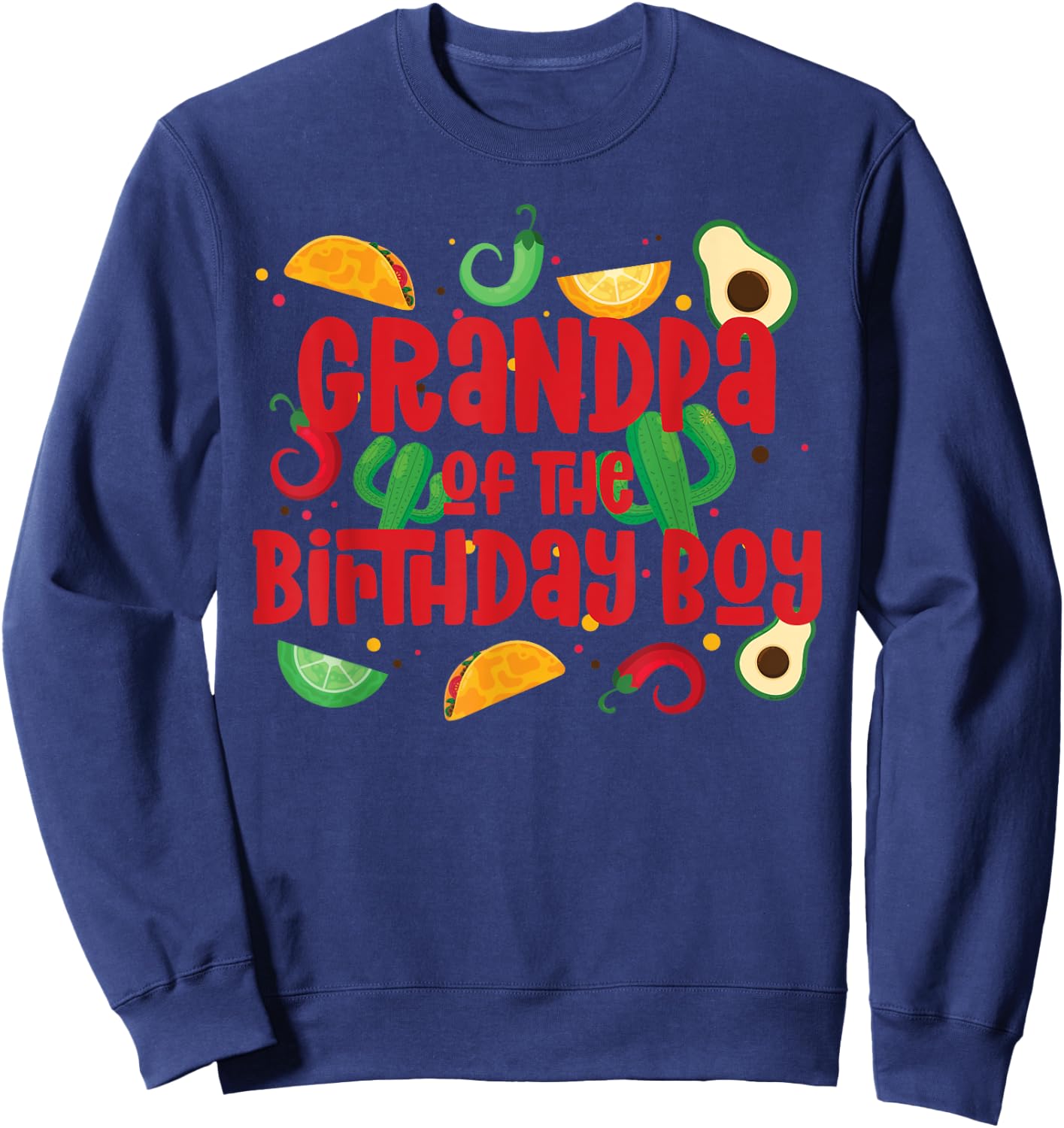 Grandpa Taco Twosday Fiesta Taco Birthday Theme Boy 2yr Sweatshirt - Sweatshirt | Navy