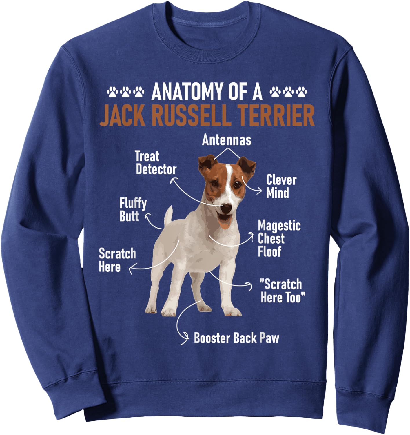 Anatomy Of A Jack Russell Terrier - Dog Owner Animal Lover Women Girls Kids Sweatshirt - Sweatshirt | Navy